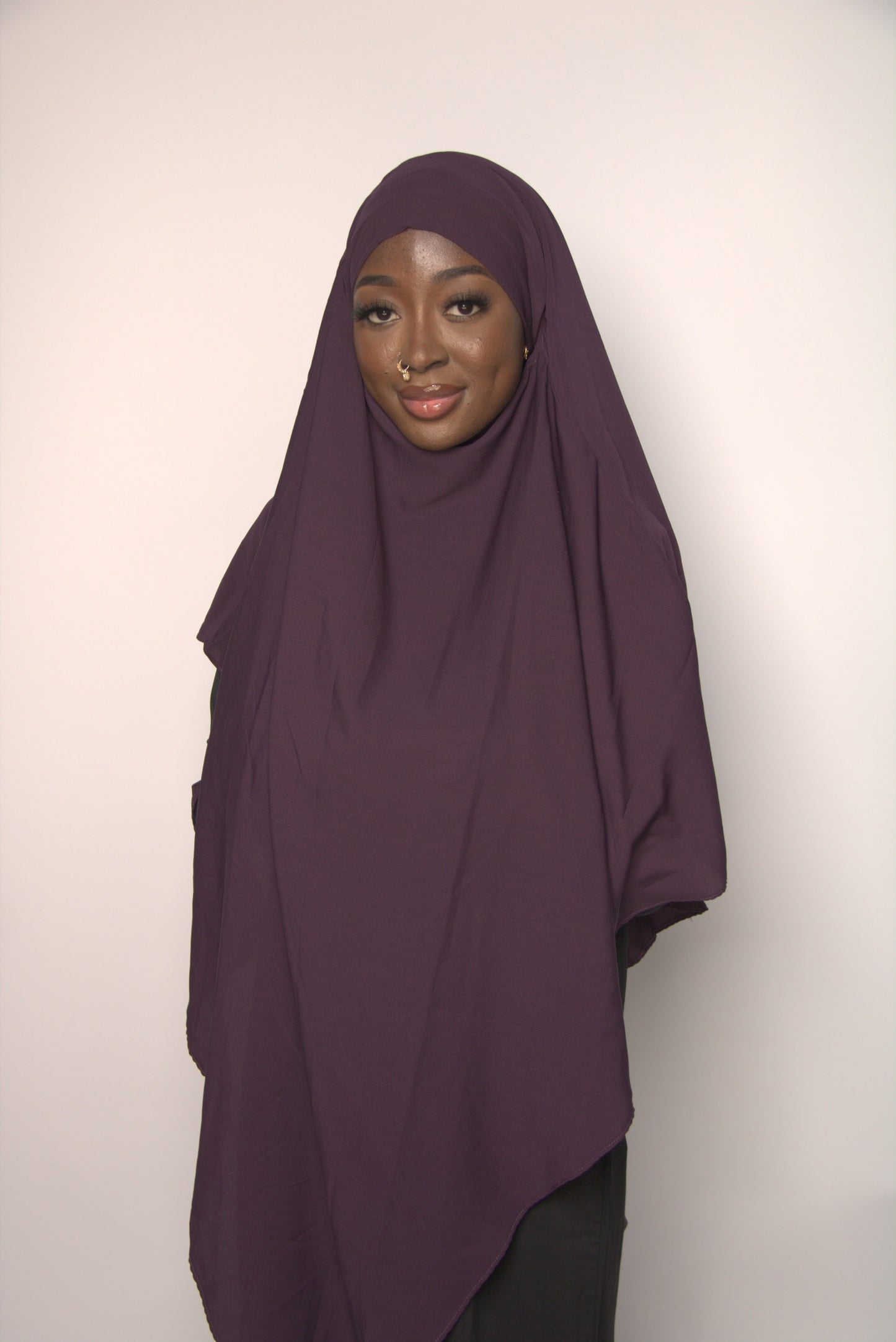 Deep Purple Khimar With Niqab Strings