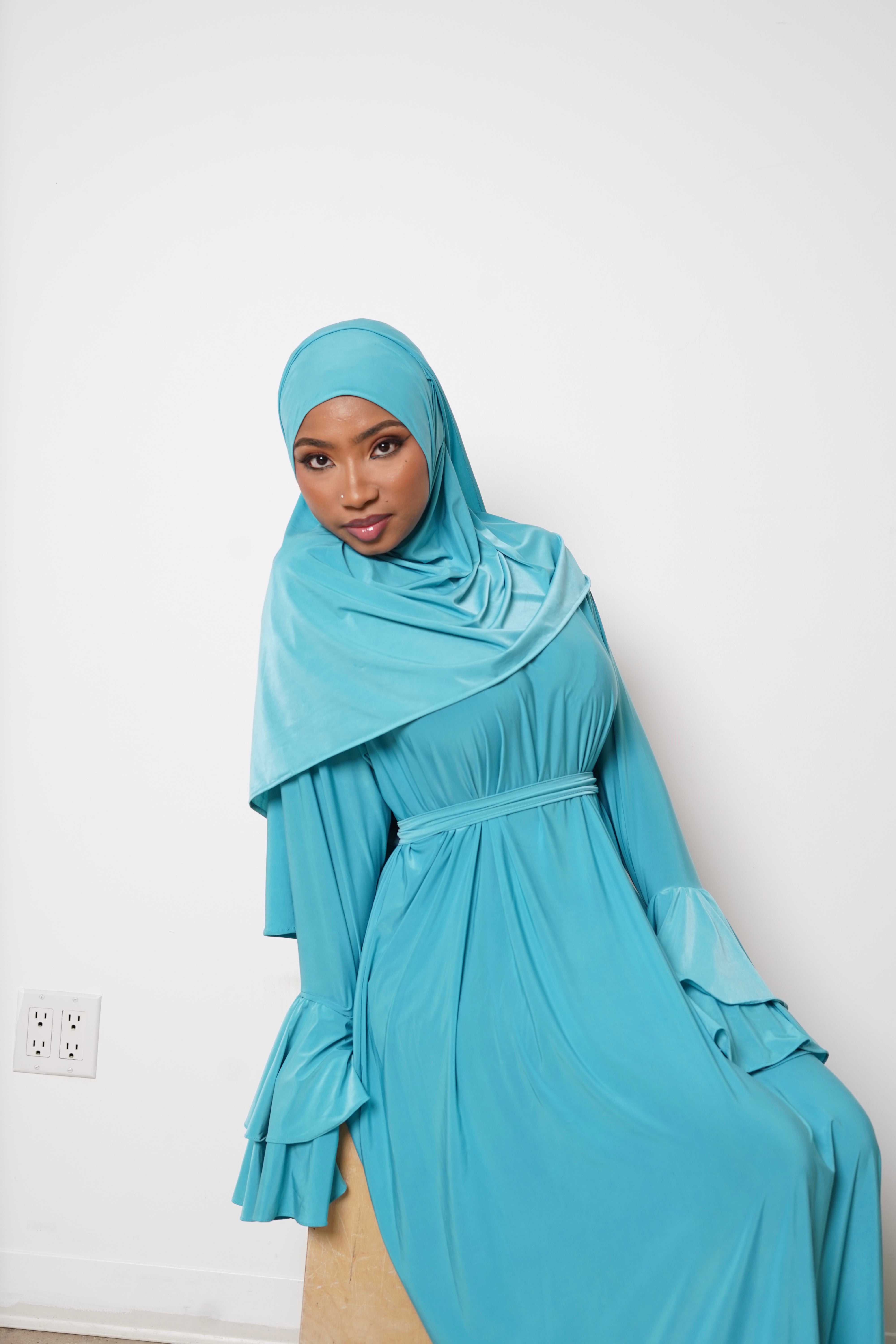 Lagoon Double Ruffle Abaya Hijab Set