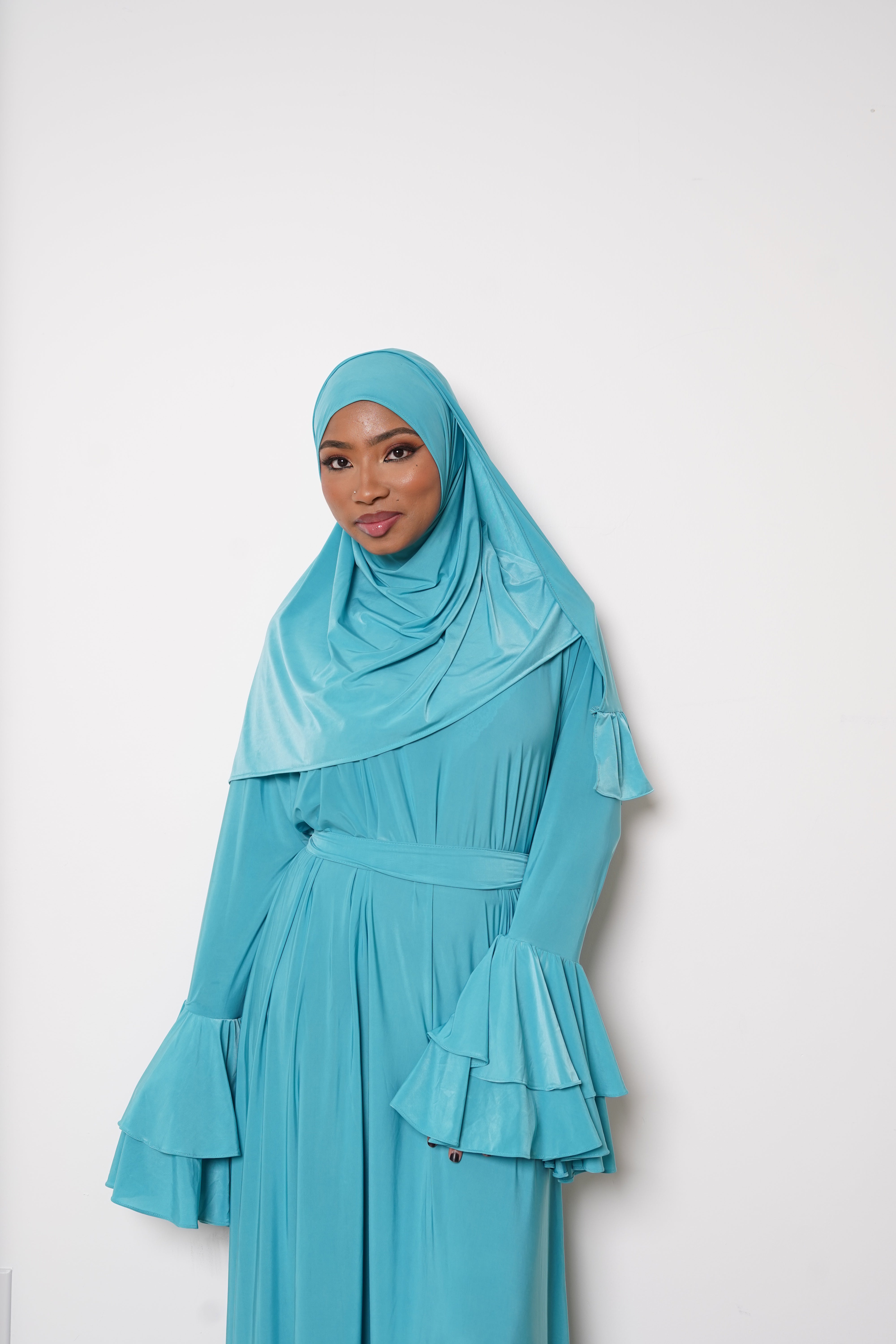 Lagoon Double Ruffle Abaya Hijab Set