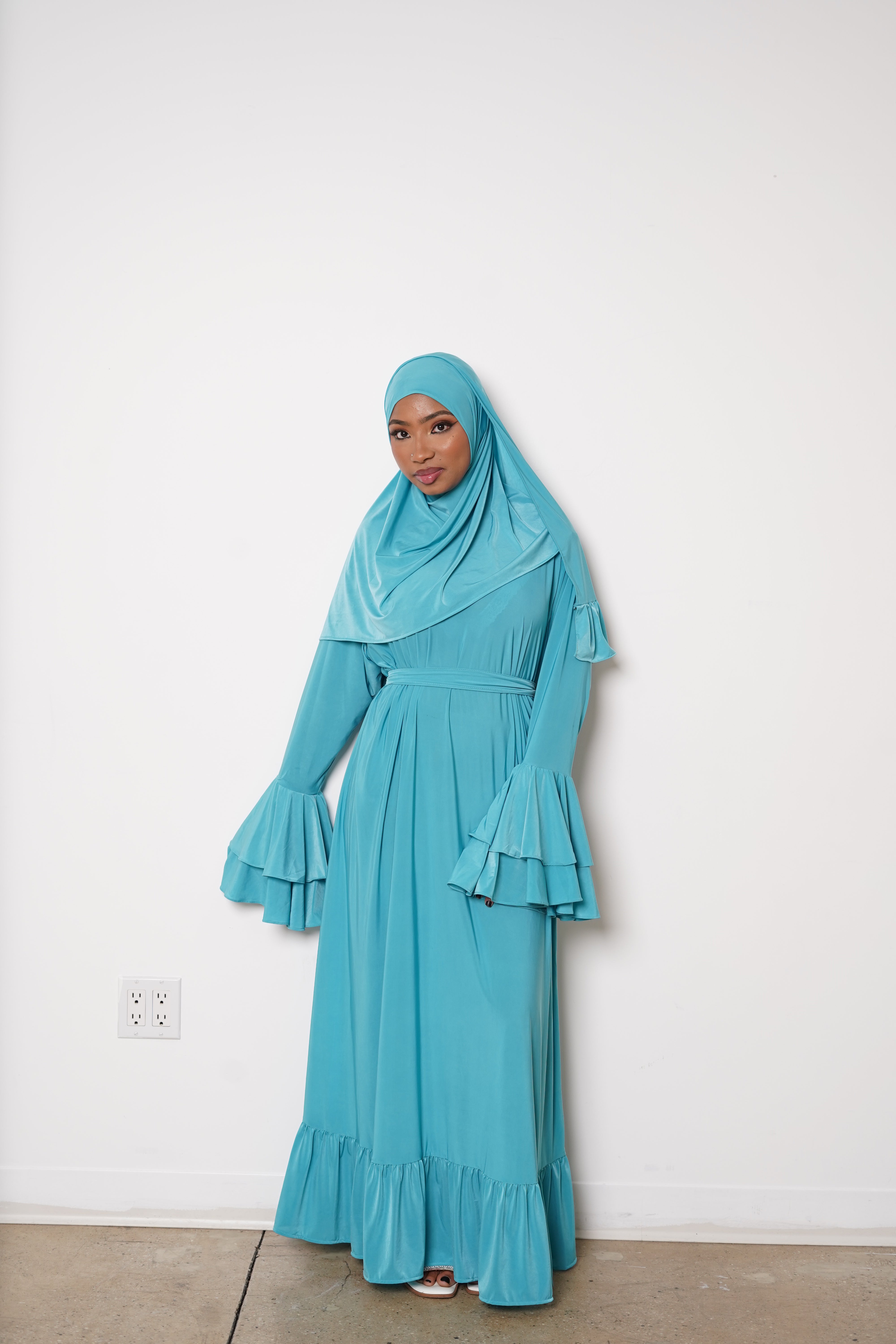 Lagoon Double Ruffle Abaya Hijab Set