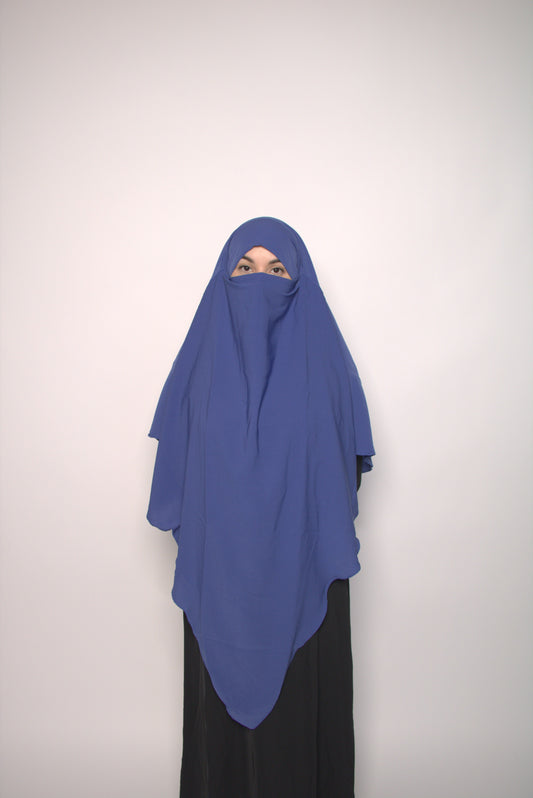 Electric Blue Khimar With Niqab Strings