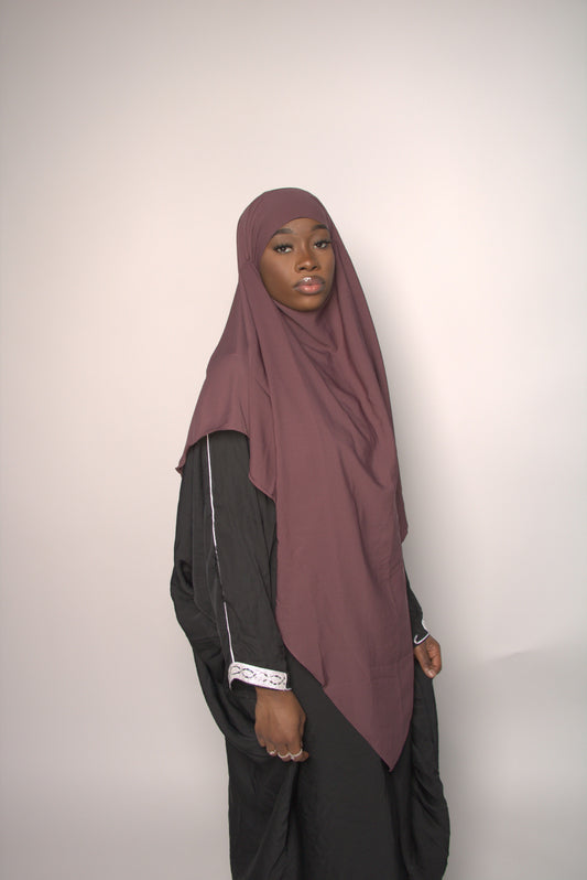 Dusty Rose Khimar With Niqab Strings