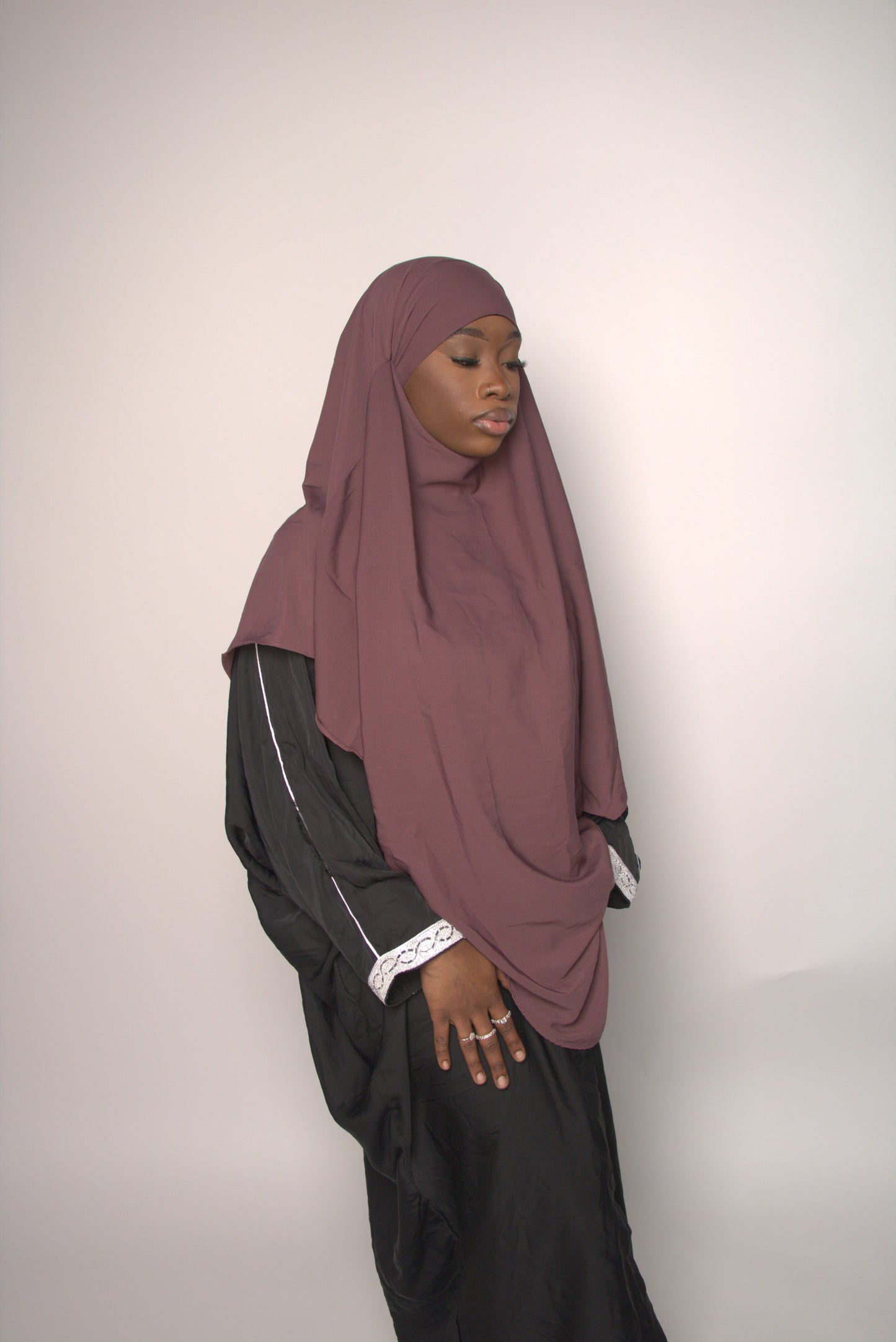 Dusty Rose Khimar With Niqab Strings