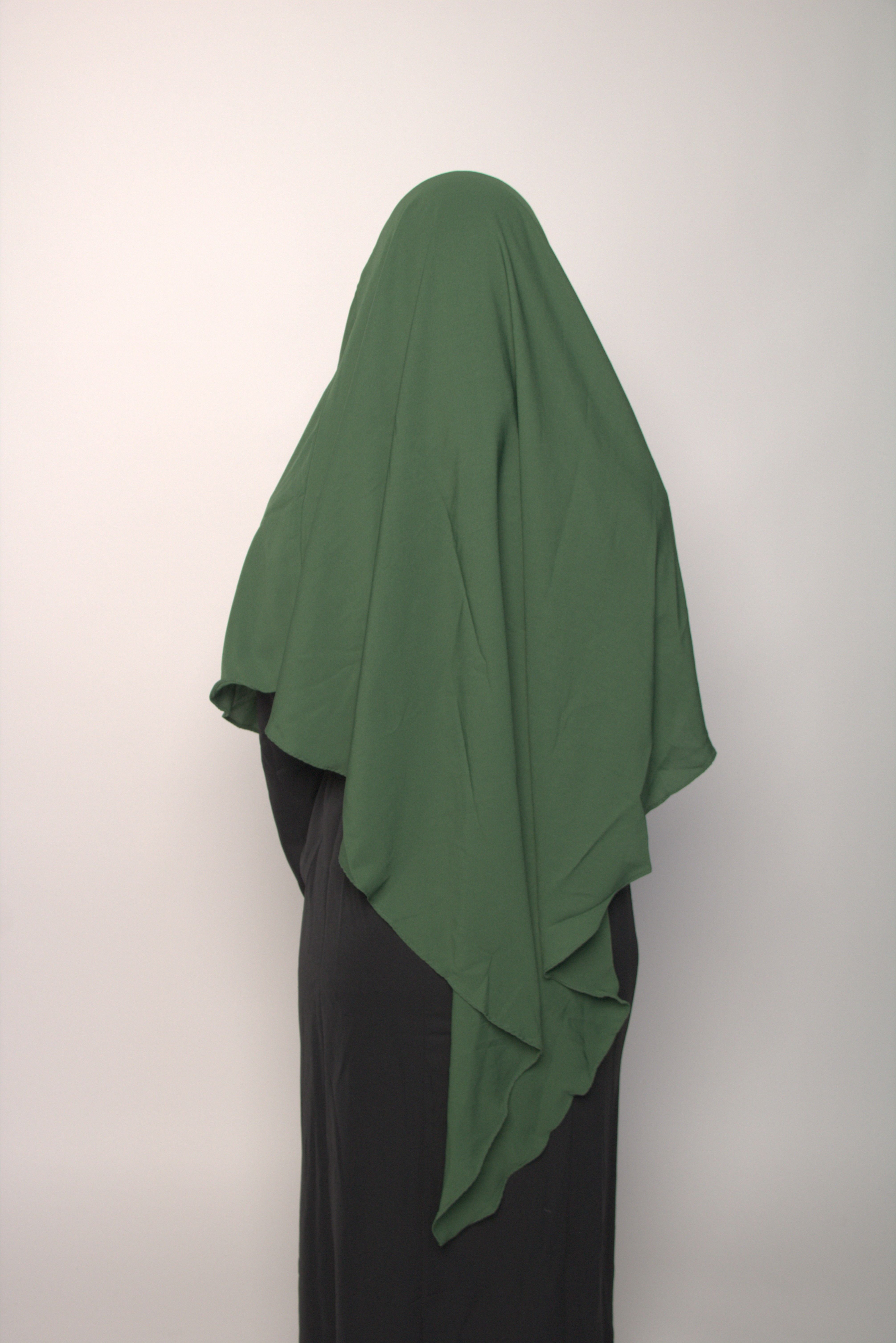Green One-Layer Khimar – Lightweight, Flowy With Niqab Strings