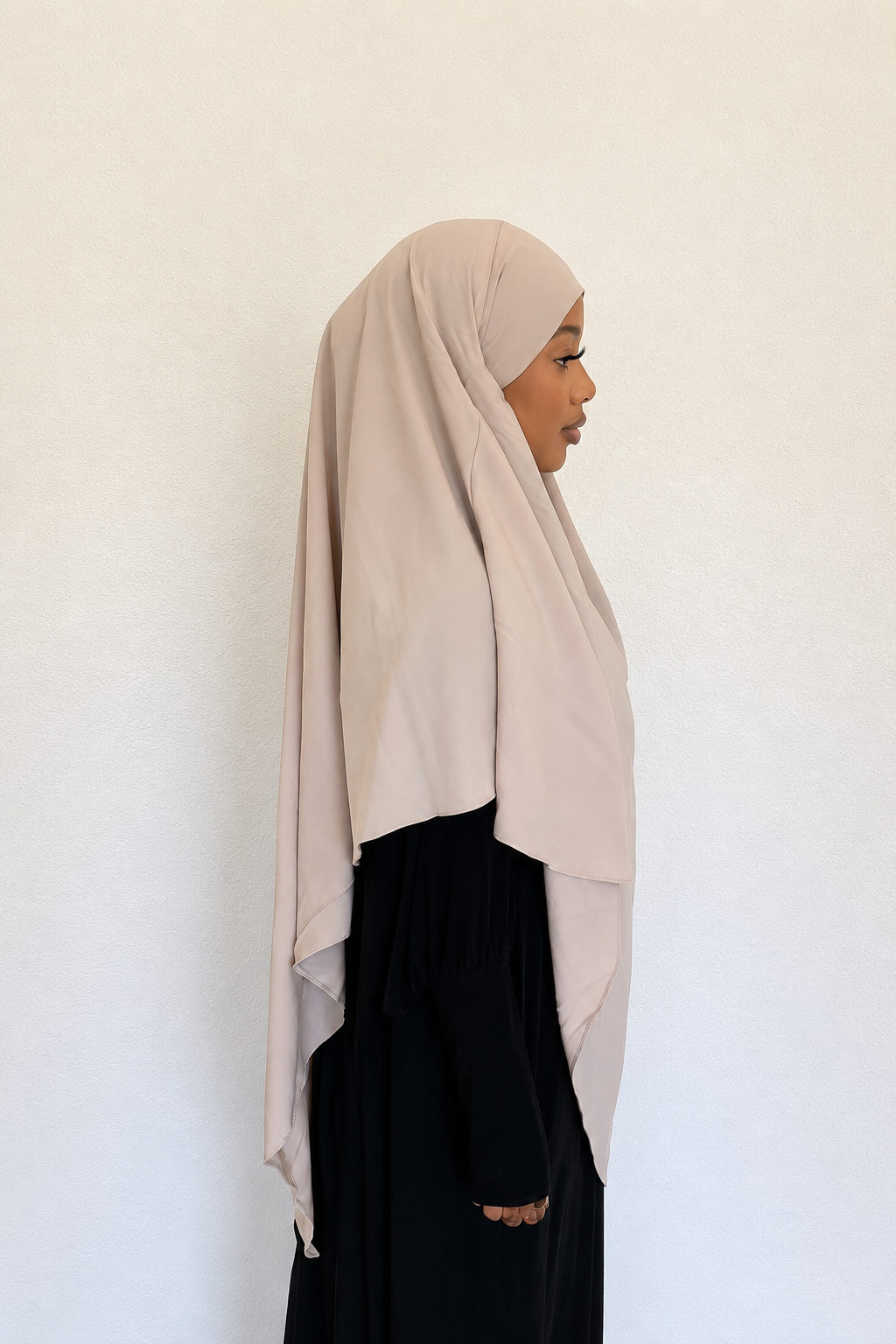 Nude One-Layer Khimar – Lightweight, Flowy With Niqab Strings