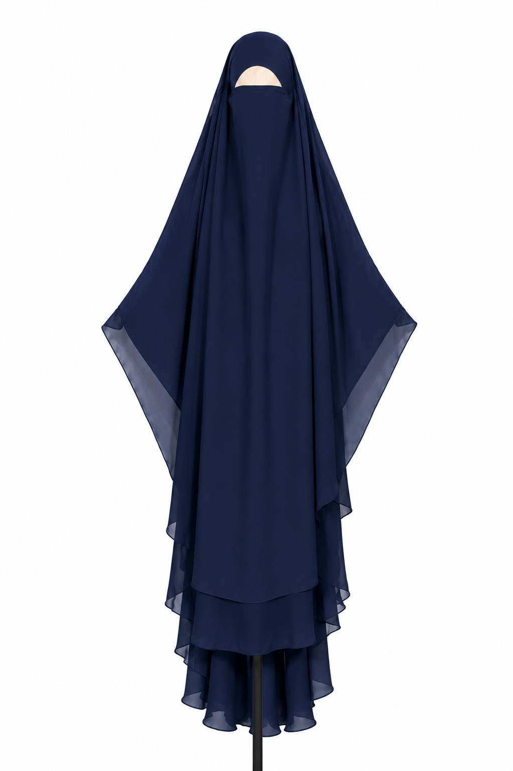 Navy Blue Double Layer Khimar