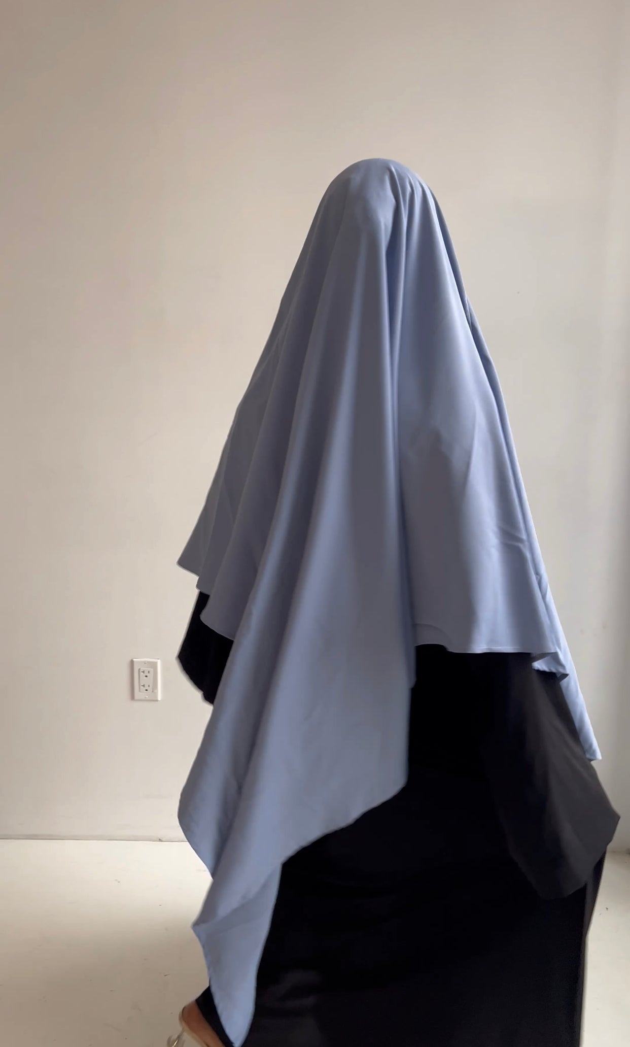 Powder Blue One-Layer Khimar – Lightweight, Flowy Modest