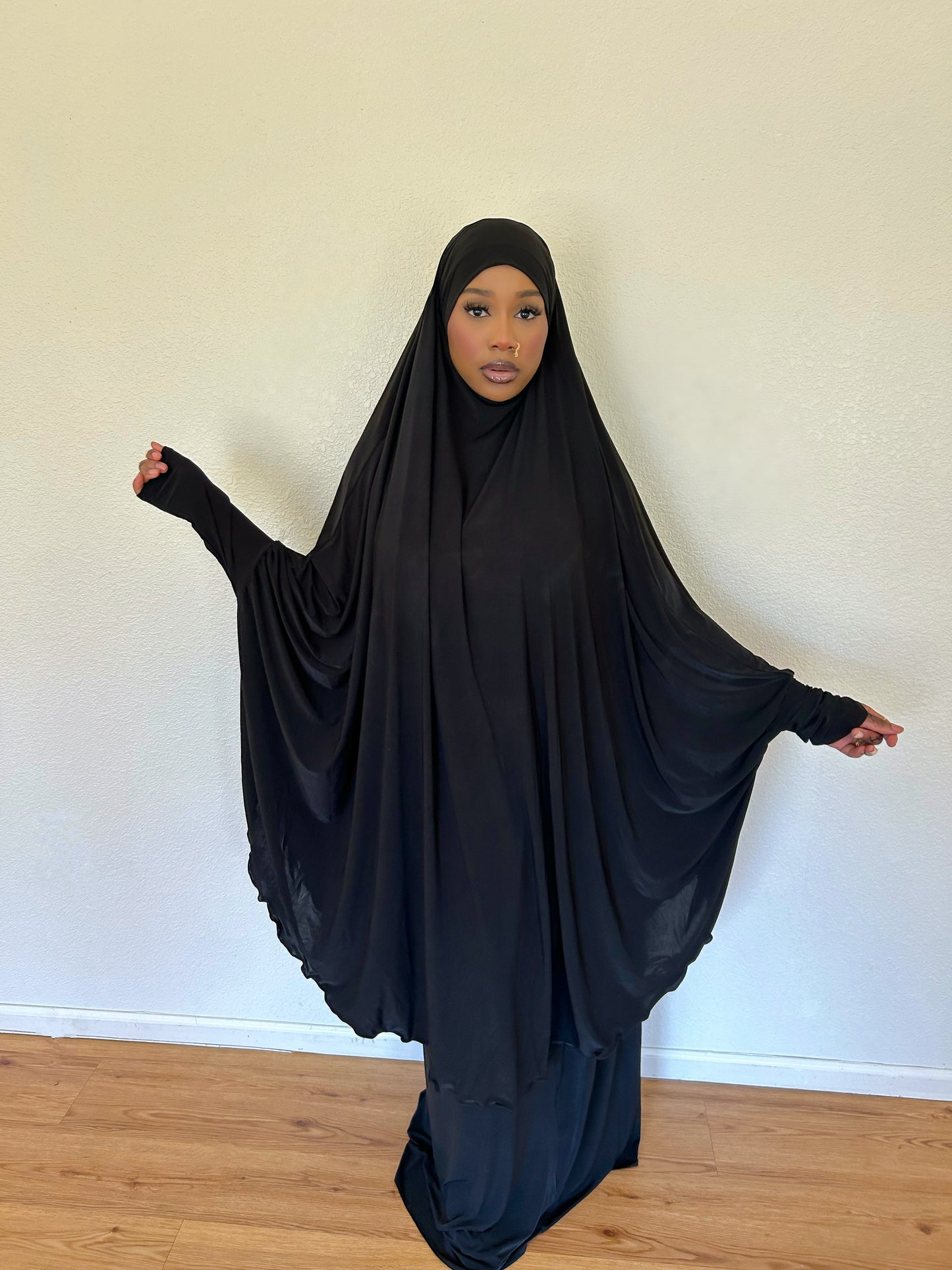 2 Pcs Jersey Black Jilbab