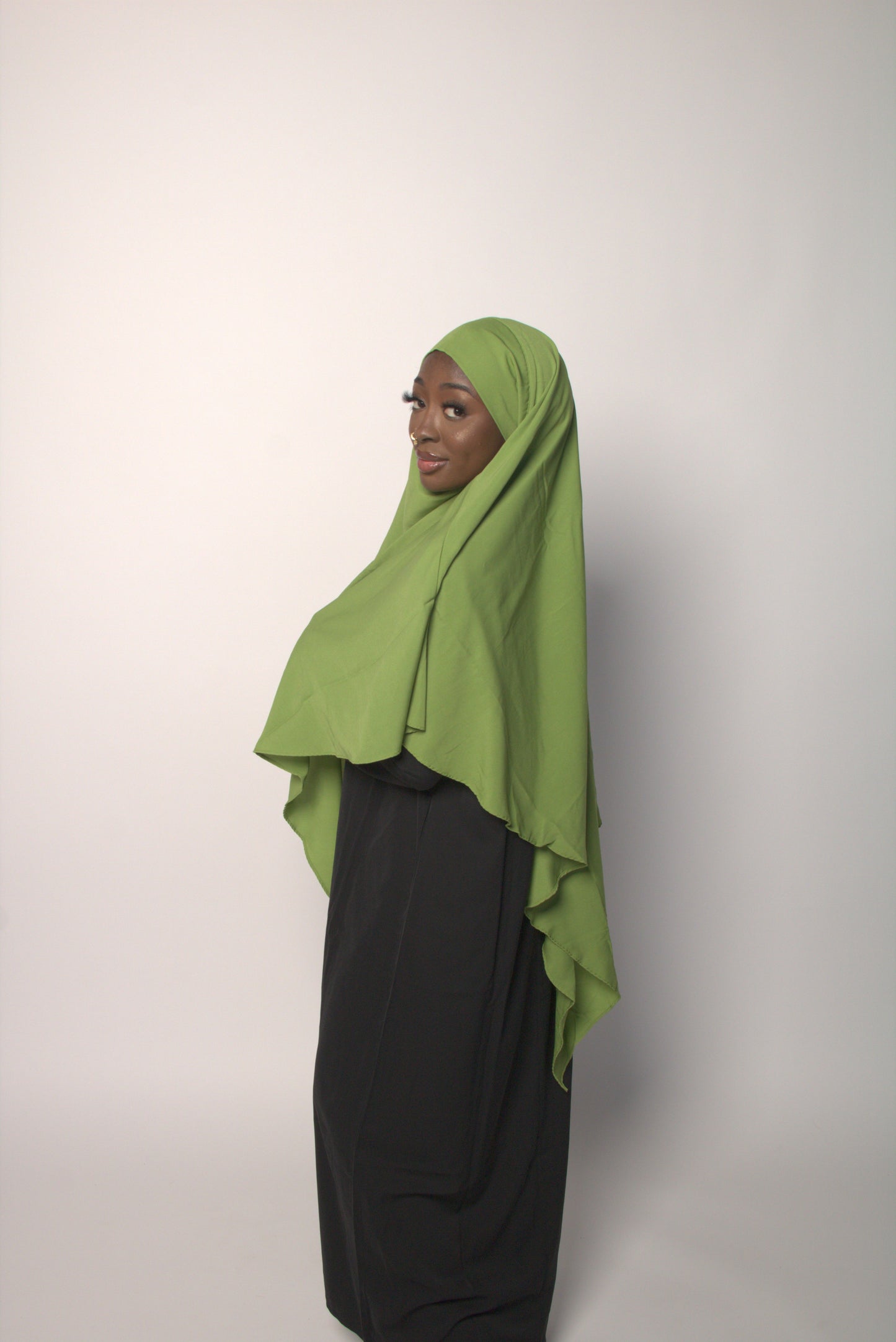 Green Apple Khimar With Niqab Strings