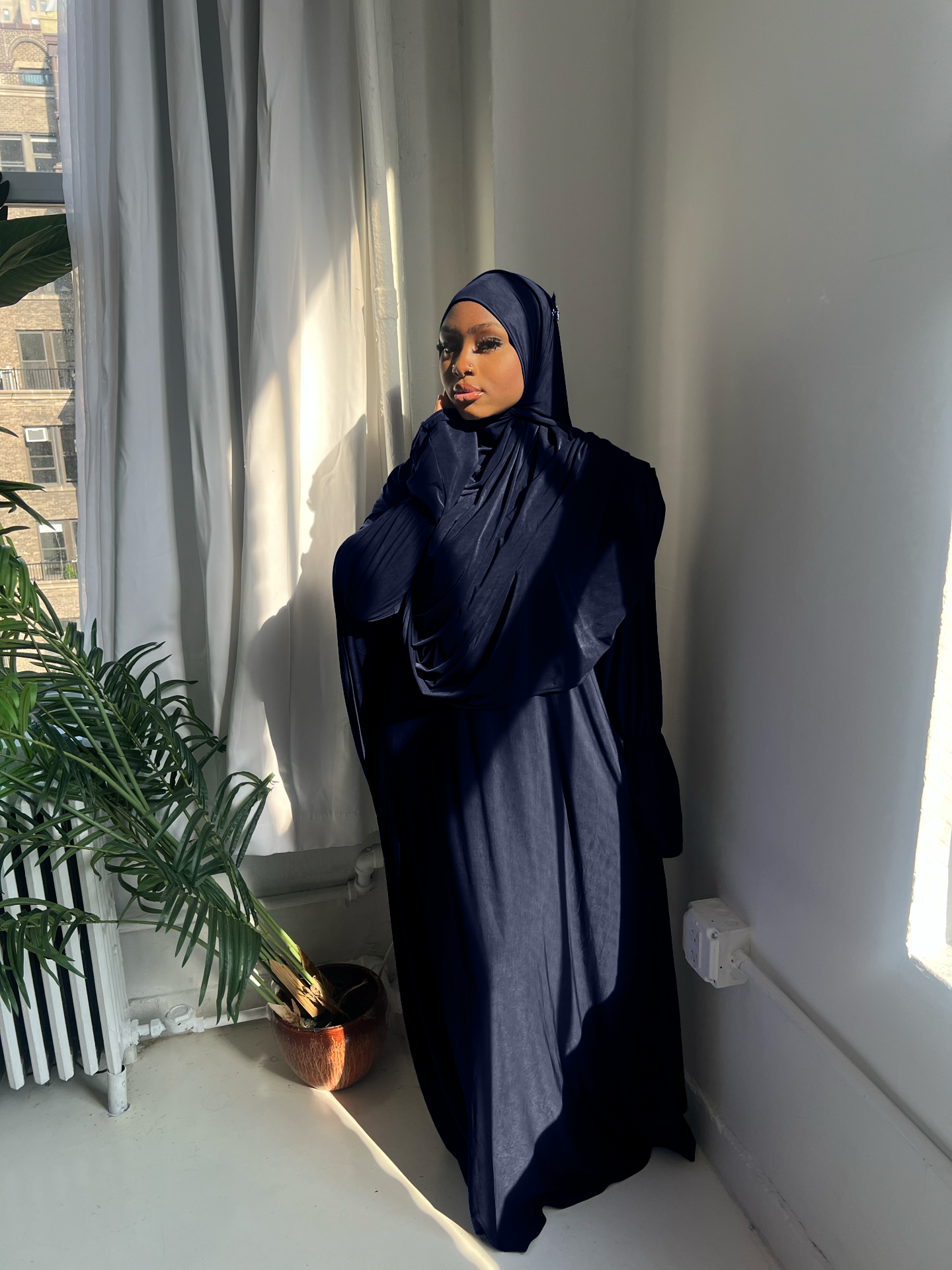 Black Ruffle Sleeve Abaya & Hijab Essential Set – Modest Outfit