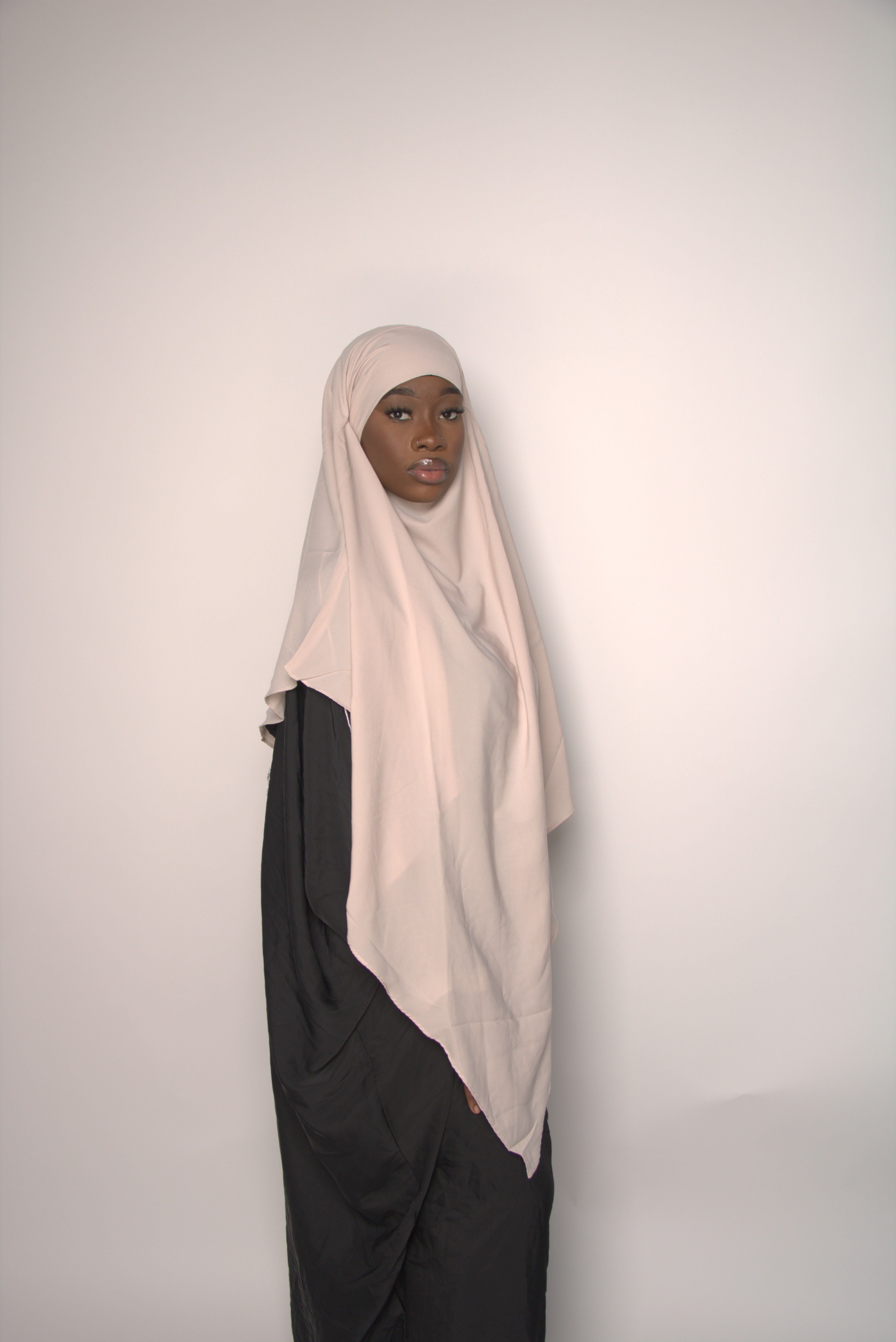 Cream One-Layer Khimar – Lightweight, Flowy With Niqab Strings