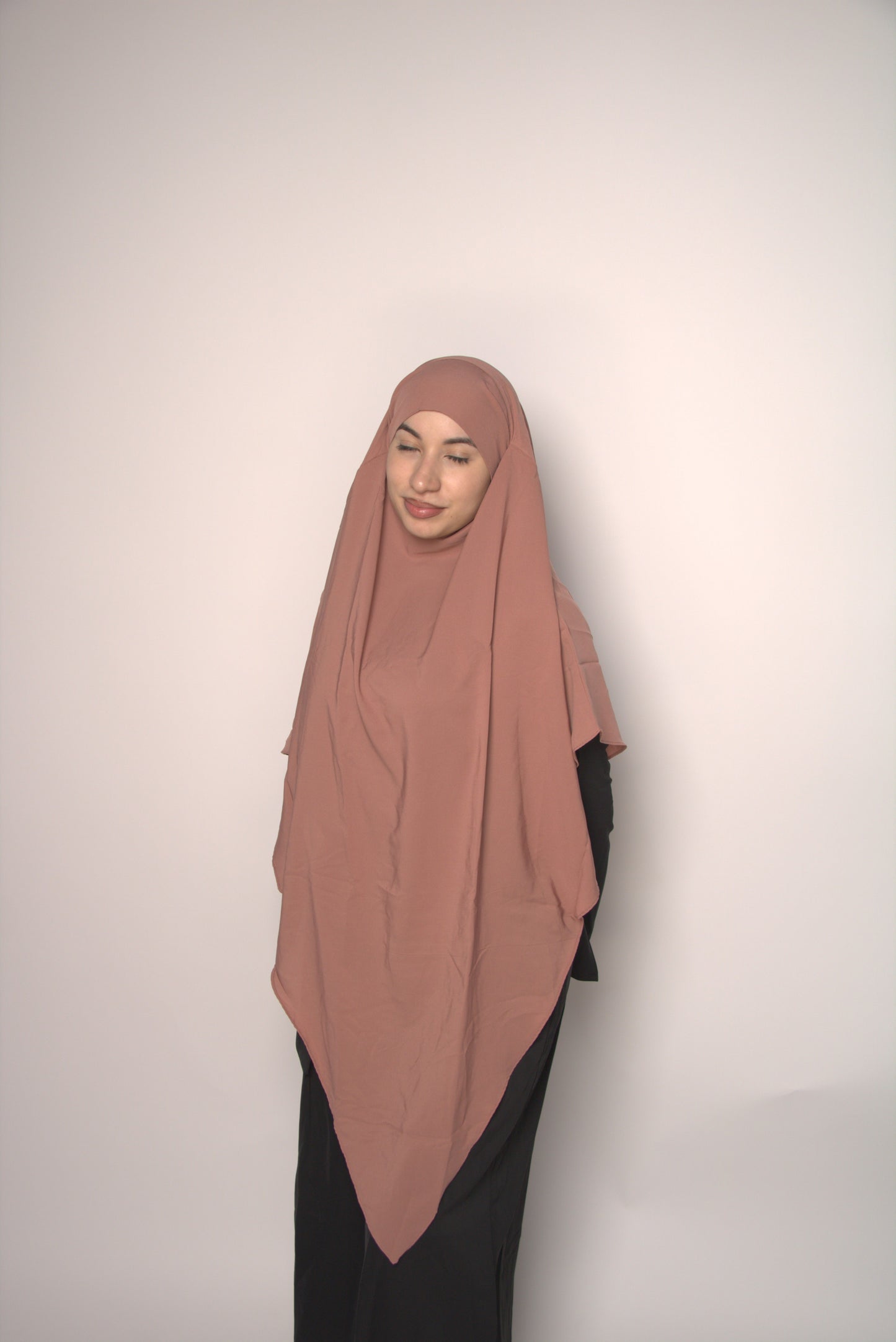 Dusty Pink Khimar With Niqab Strings
