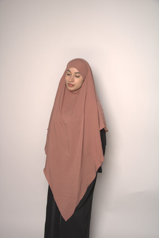 Dusty Pink Khimar With Niqab Strings