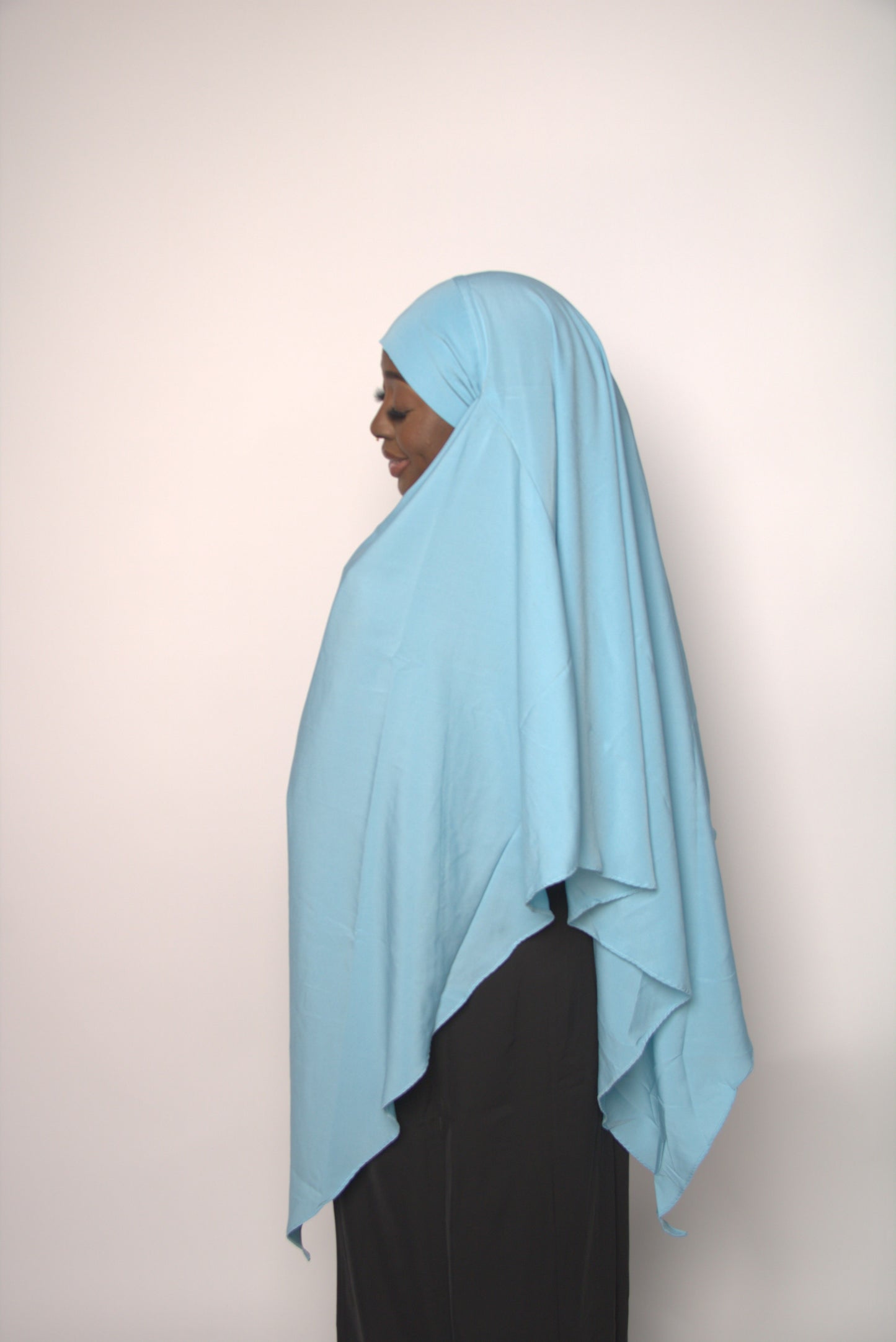 Icy Blue Khimar With Niqab Strings