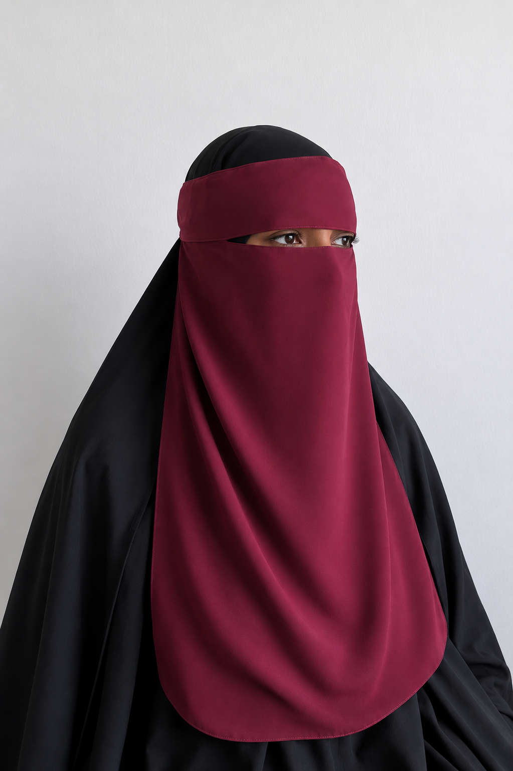 Burgundy Long Single layer niqab
