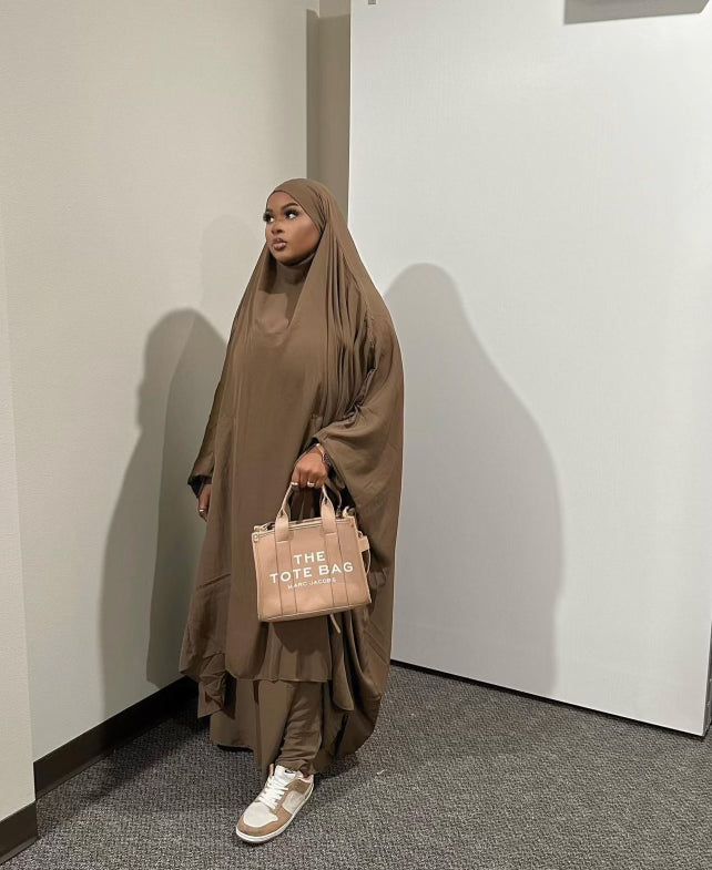 Taupe Extra Wide Two Piece Jilbab