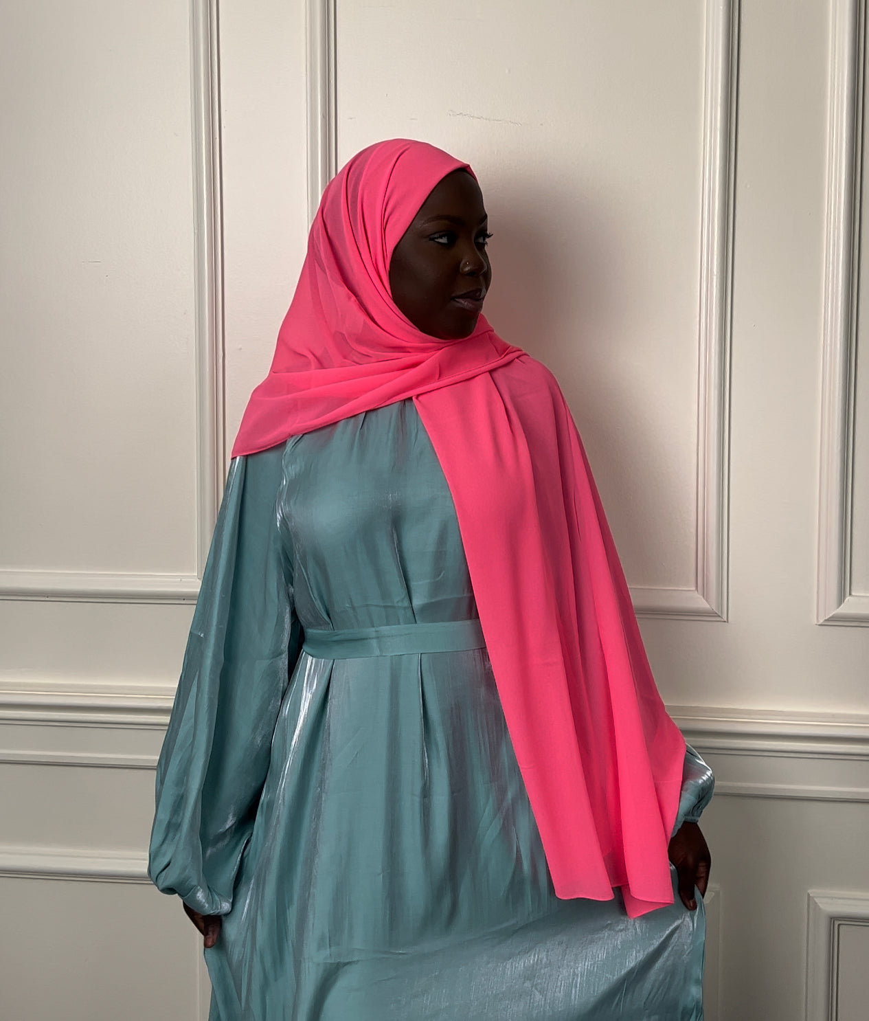 Neon Pink Chiffon Hijab