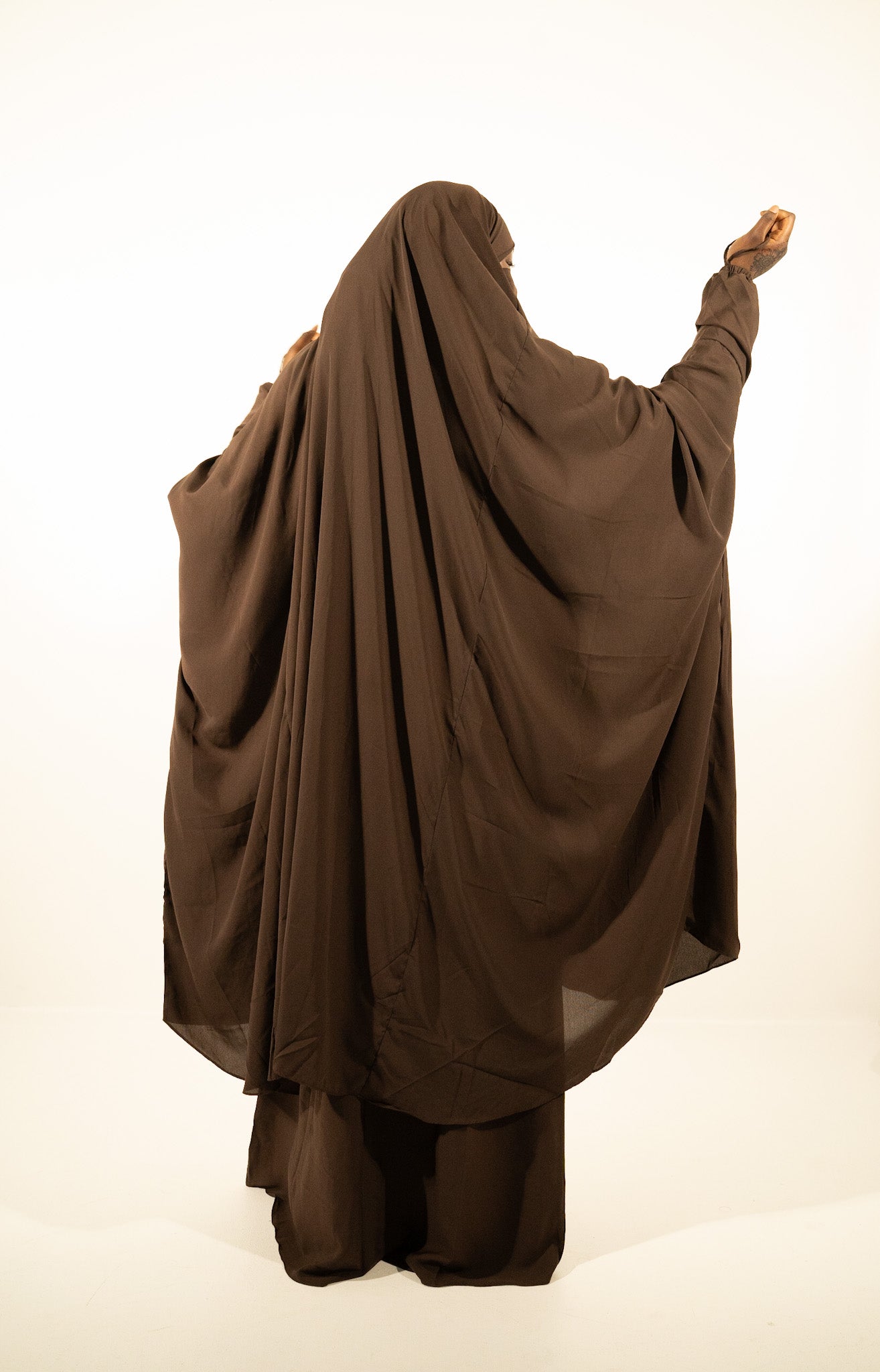 Brown Two Piece Extra Wide Butterfly Jilbab
