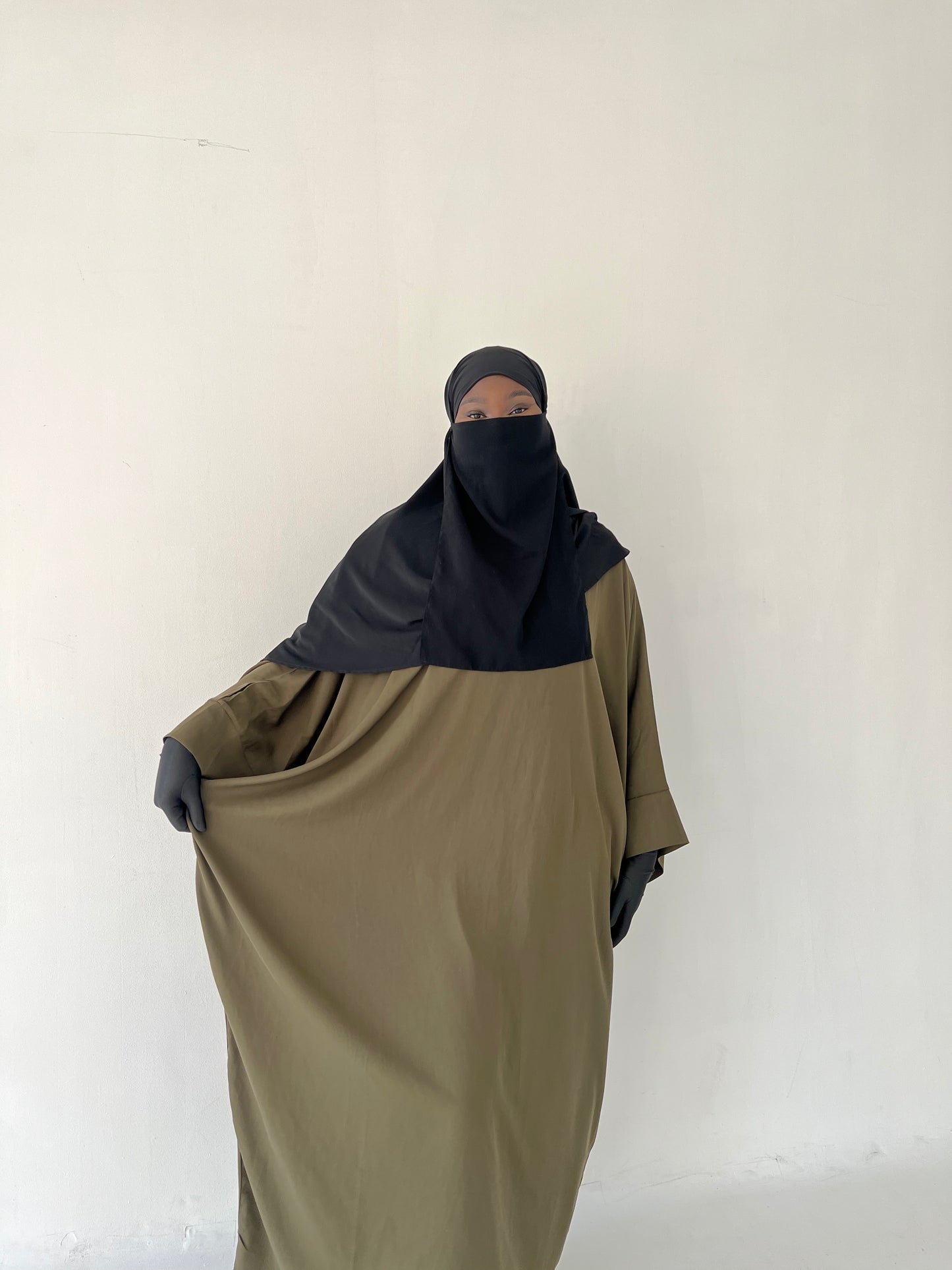 Green wide butterfly abaya