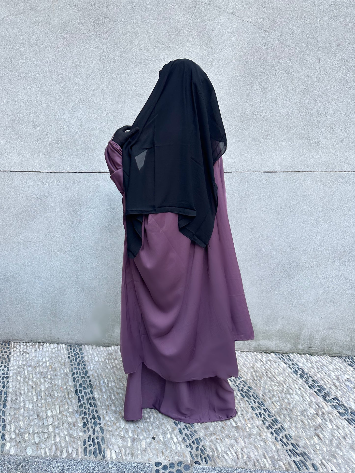 Mauve Nida two piece extra wide butterfly design jilbab