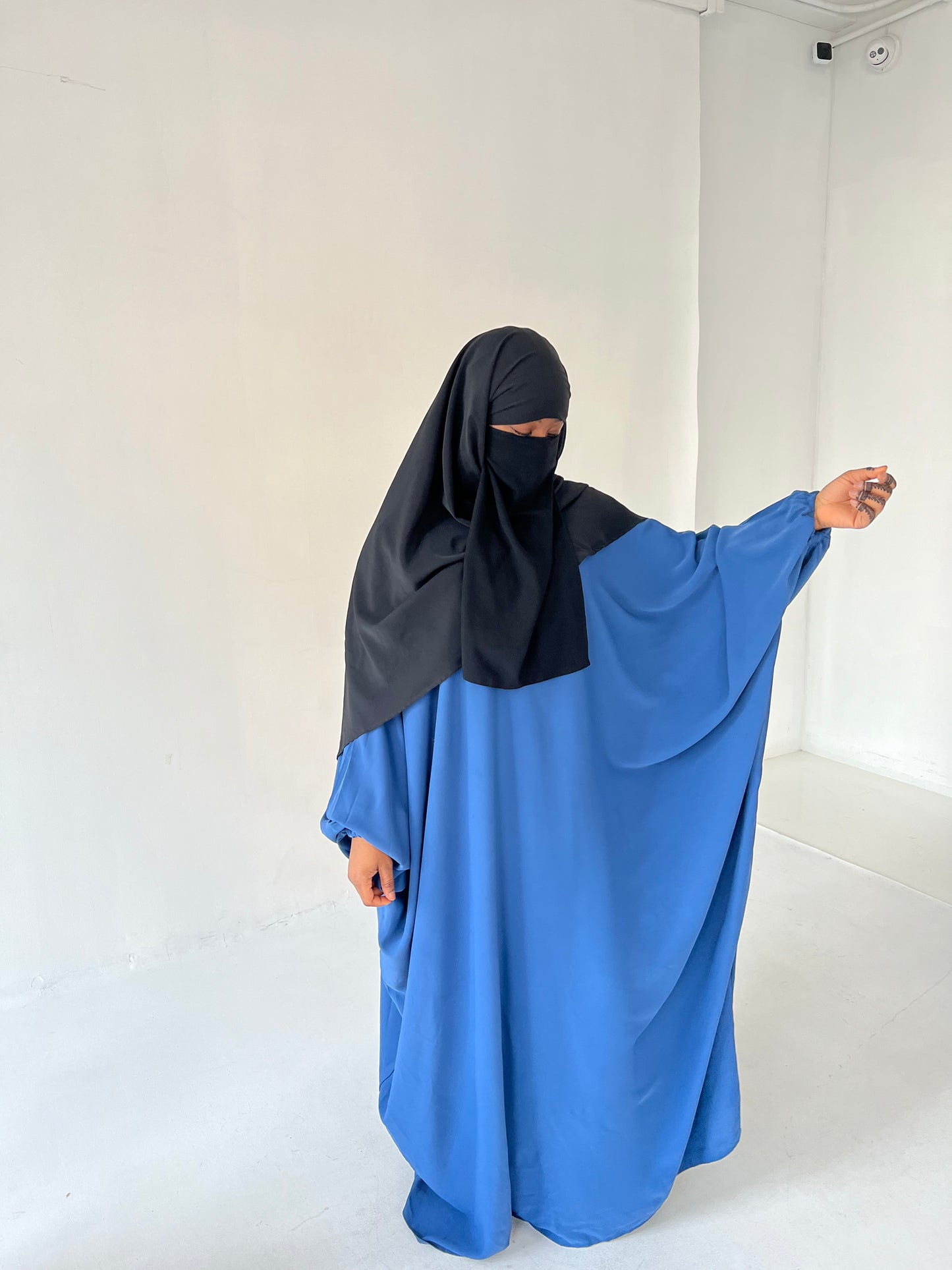 Moon blue wide butterfly abaya