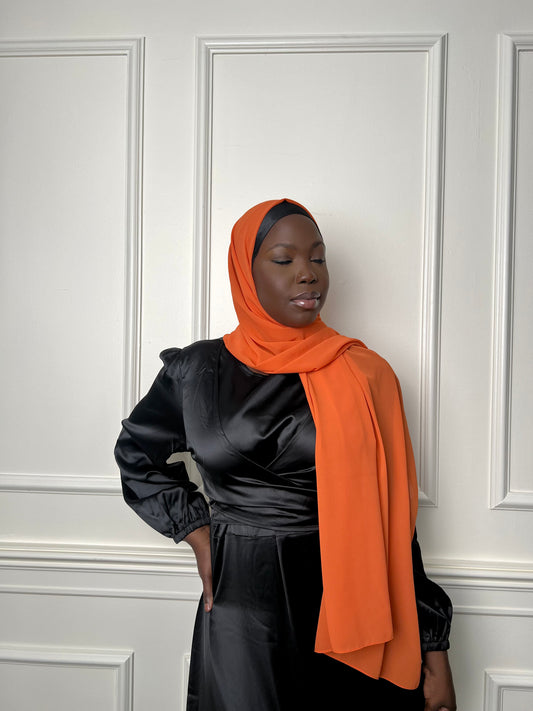 Clementine Orange Chiffon Hijab
