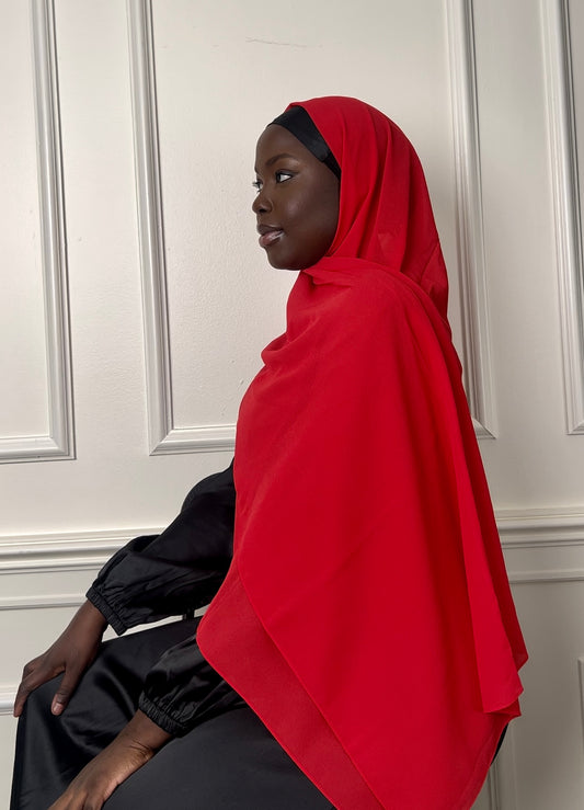 Cherry Red Chiffon Hijab