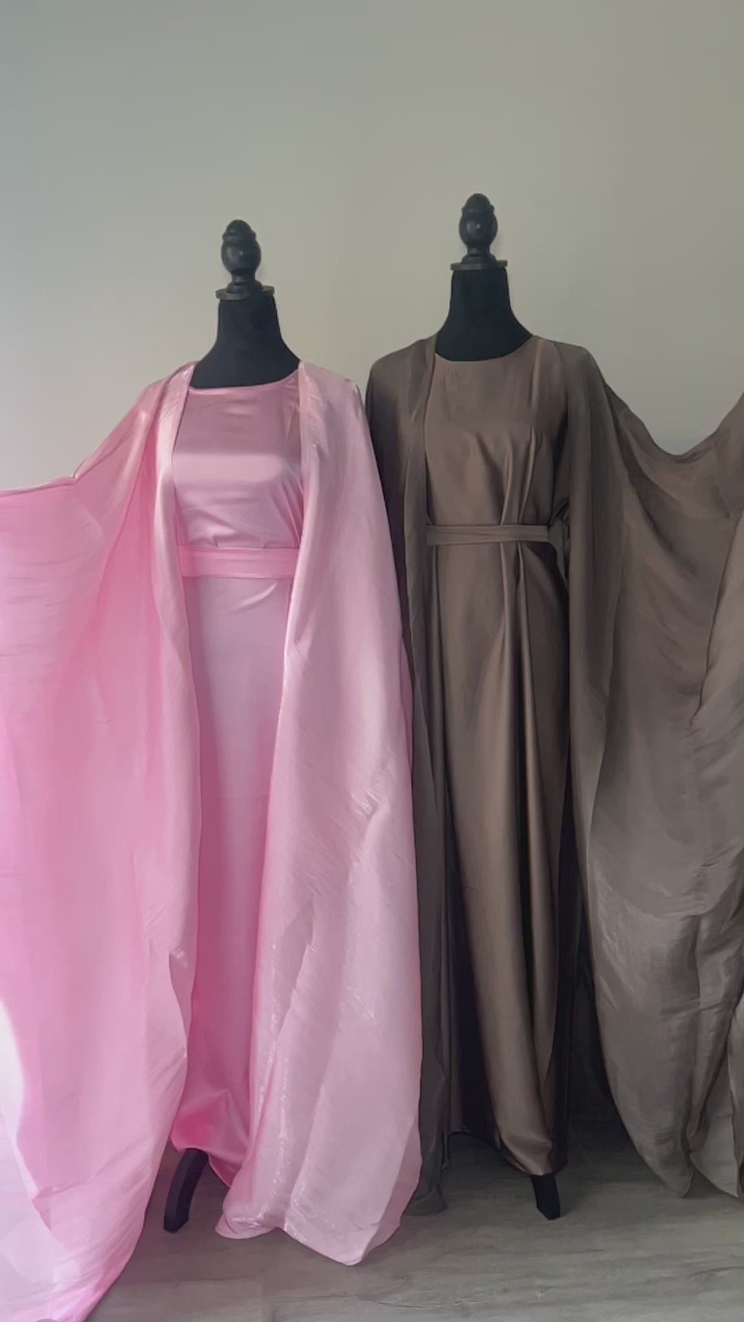 Blush Pink Four Piece Satin Abaya
