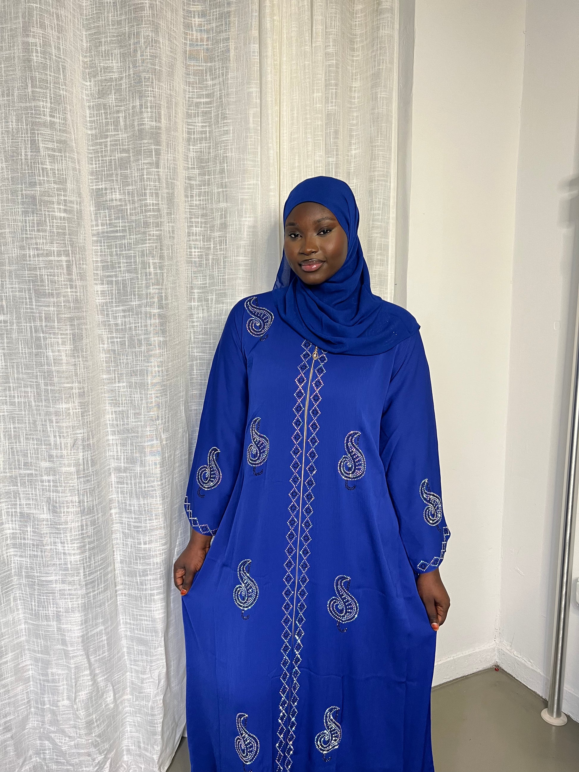 Royal Blue Crystal Abaya - Abaya Clothing