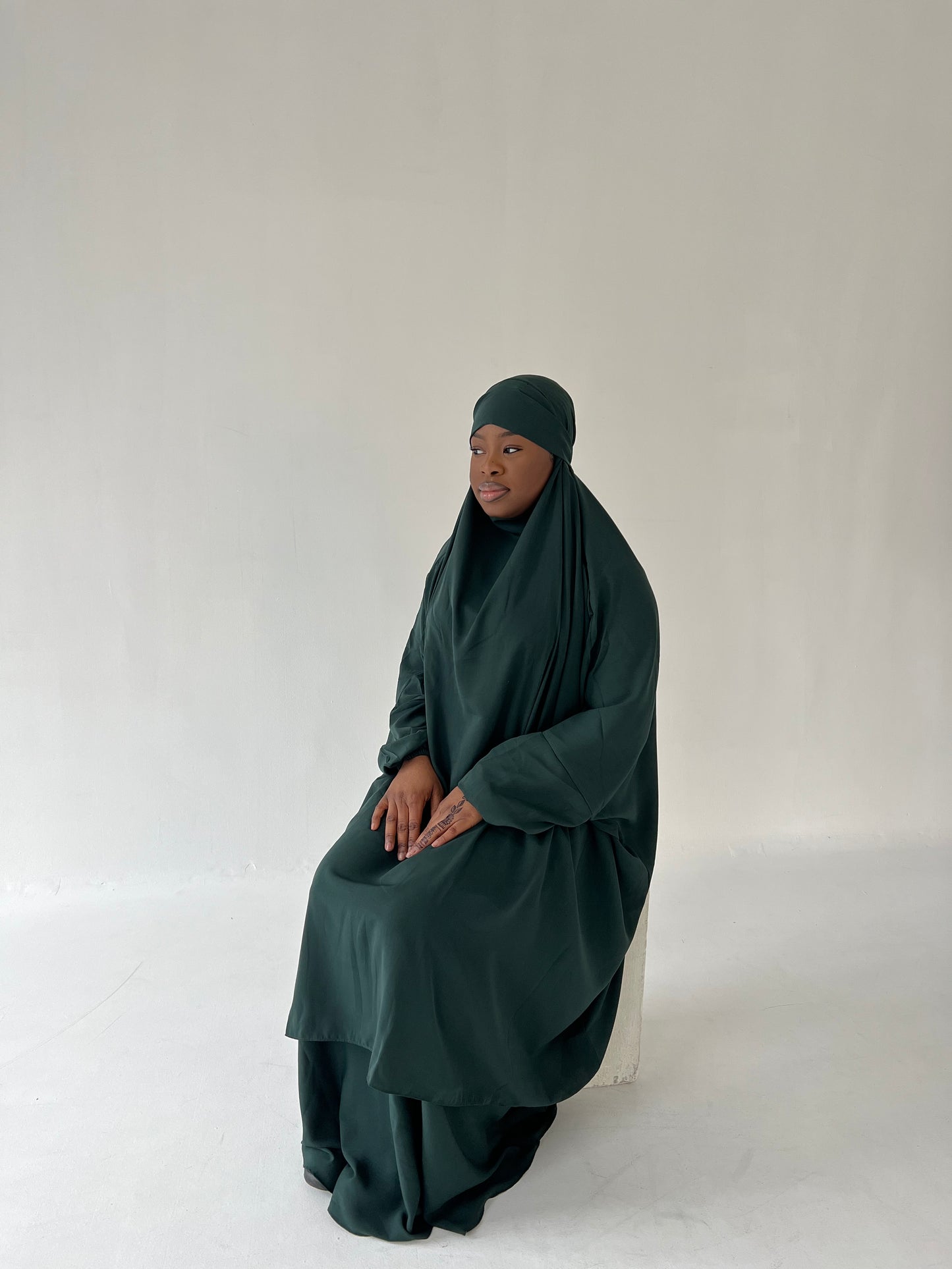 Dark green two piece jilbab Set