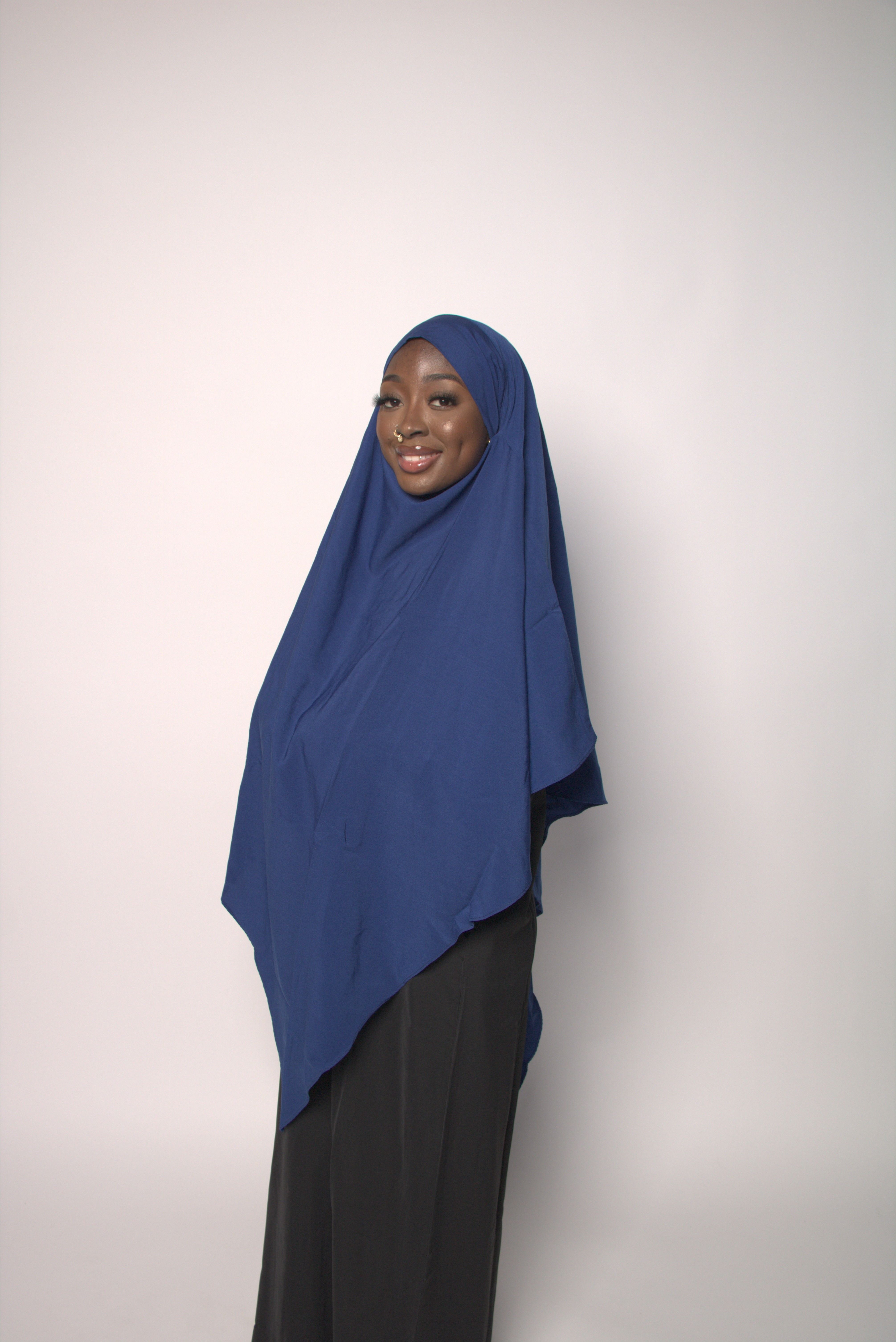 Blue One-Layer Khimar – Lightweight, Flowy With Niqab Strings