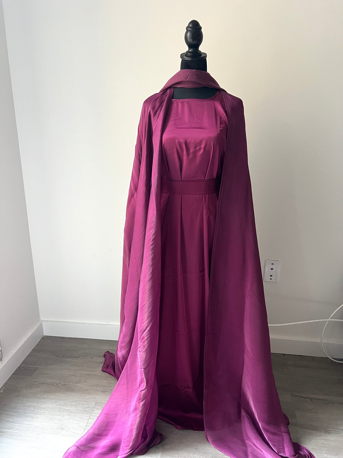 Passionfruit Purple Four Piece Satin Abaya