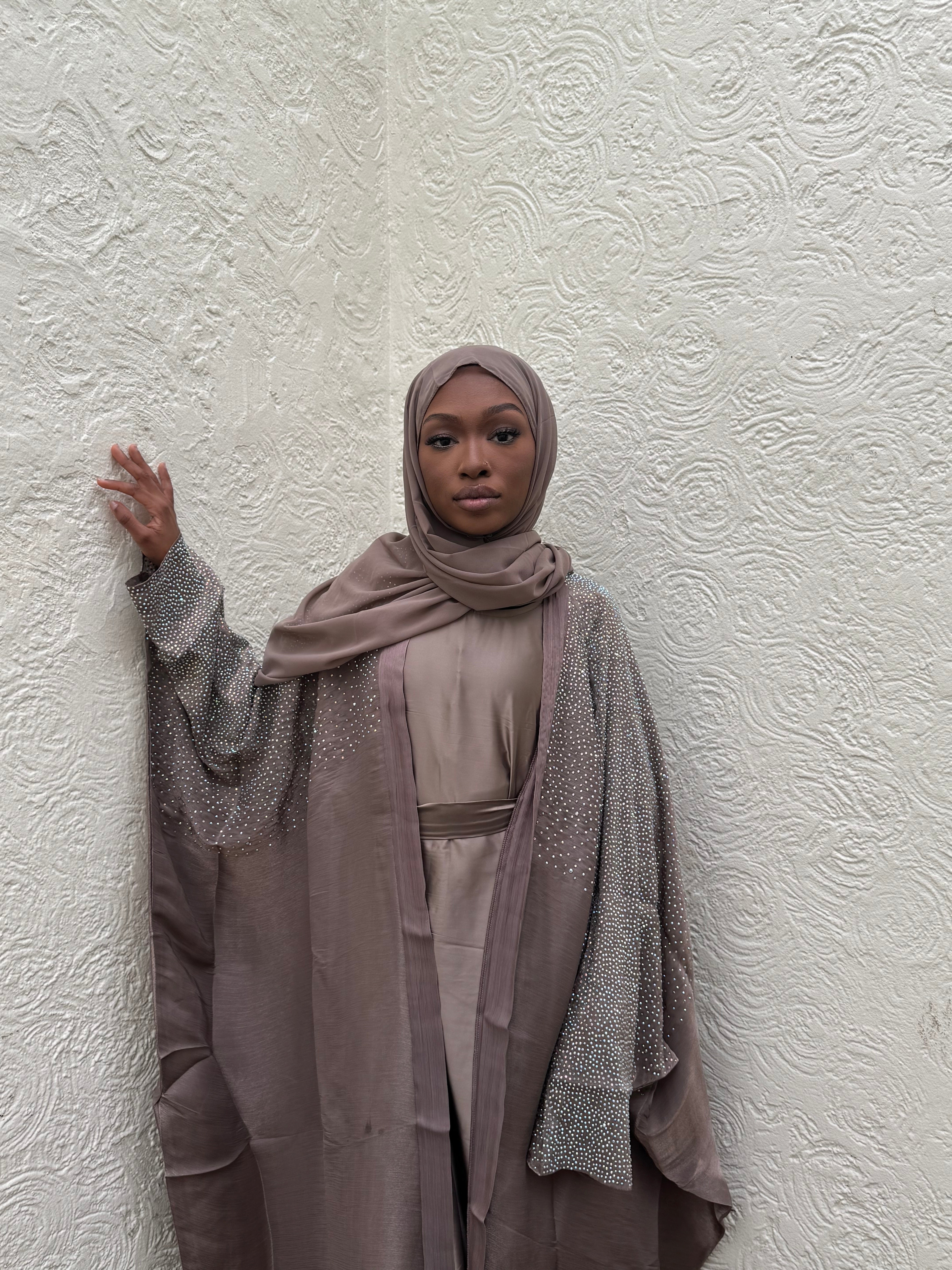 Taupe stone embellished four piece set