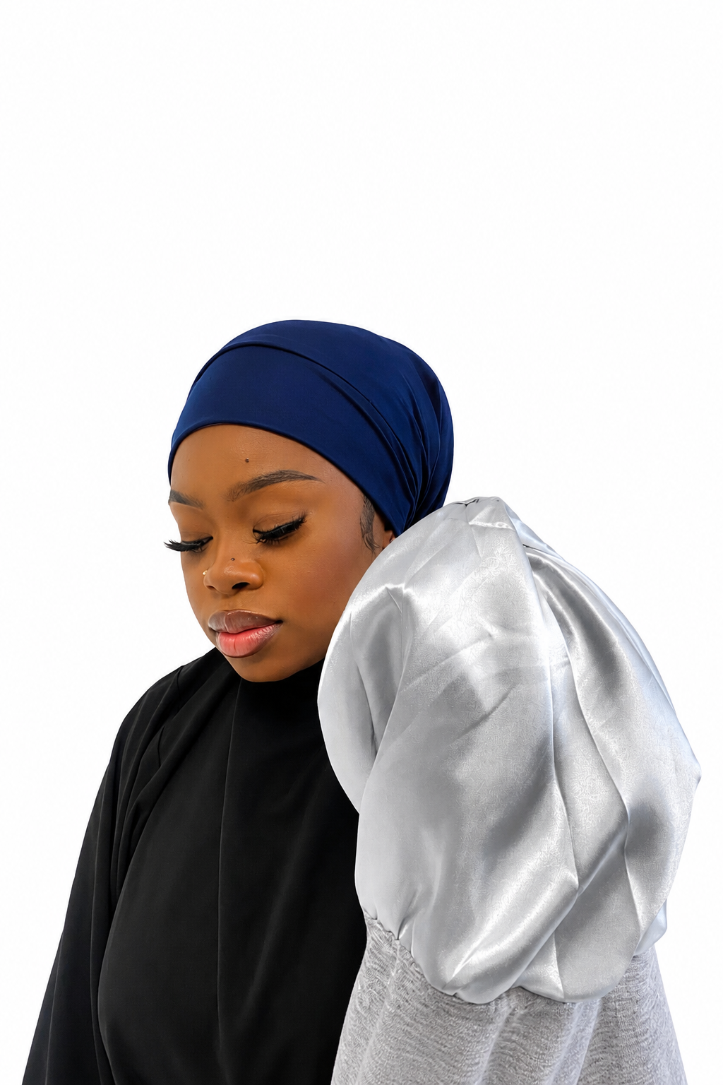 Navy Satin Lined Cotton Undercaps