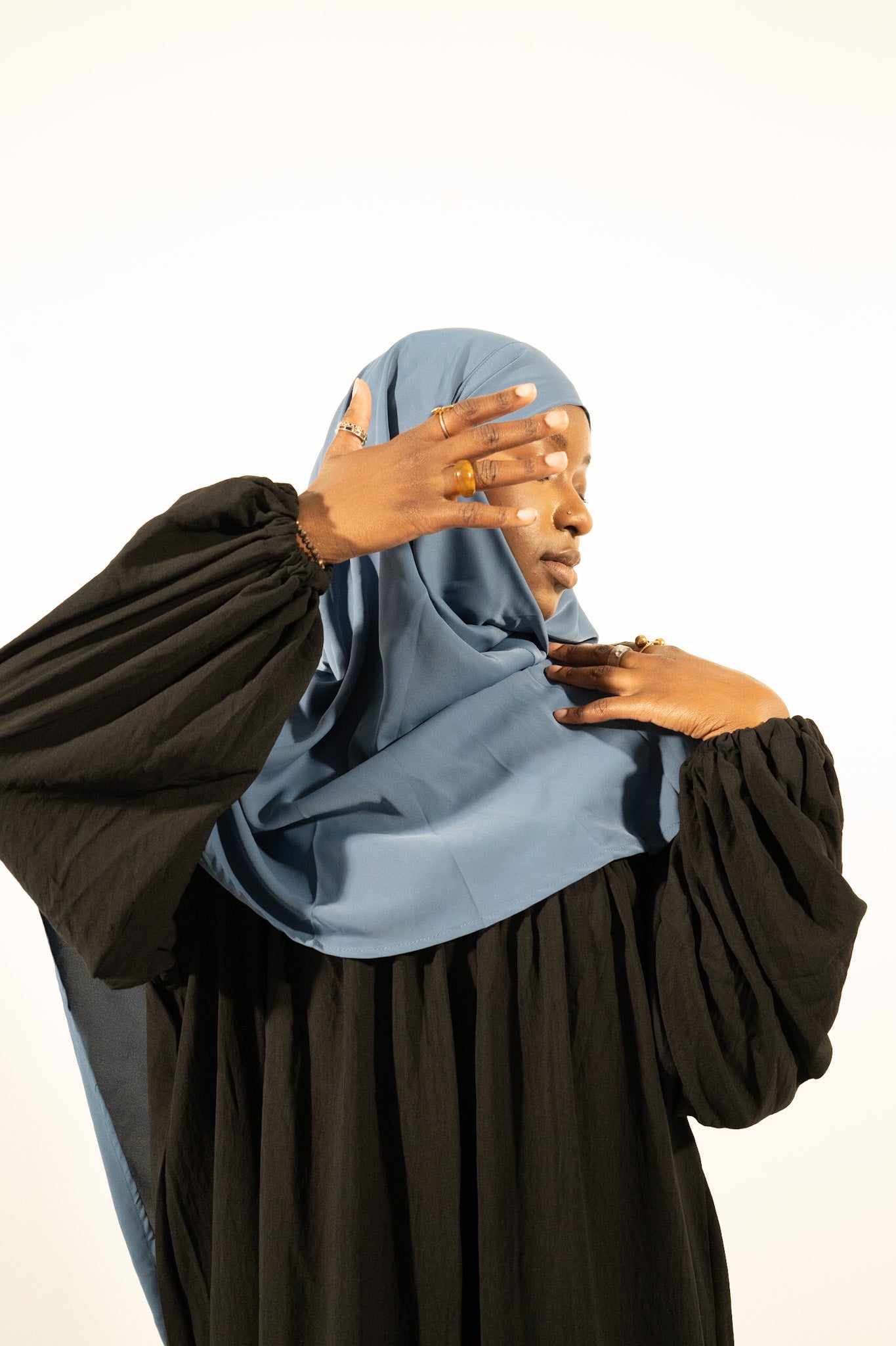 Blue One-Layer Khimar – Lightweight, Flowy Modest Wear