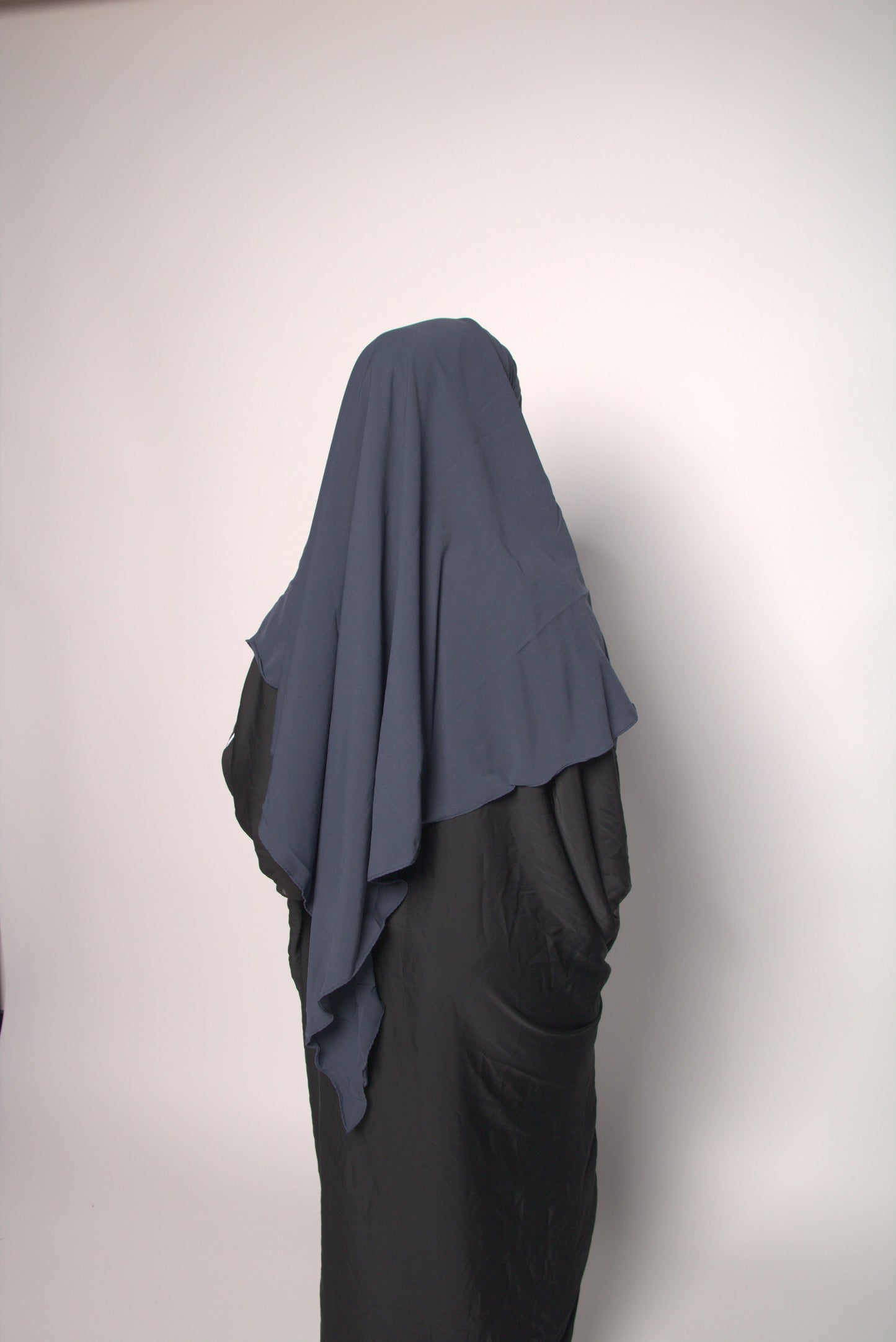 Denim Blue Khimar With Niqab Strings