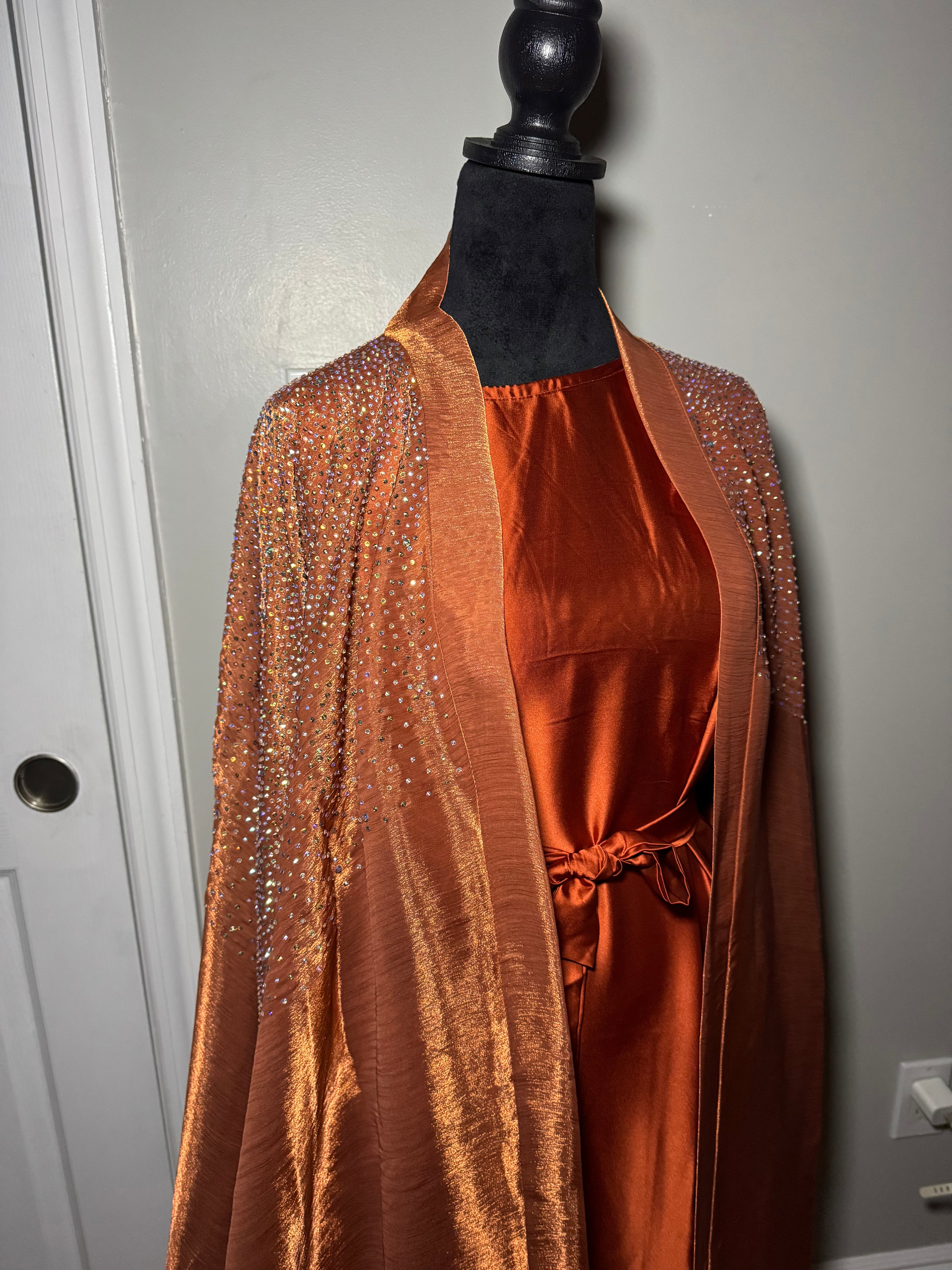 Burnt Orange stone embellished four piece set