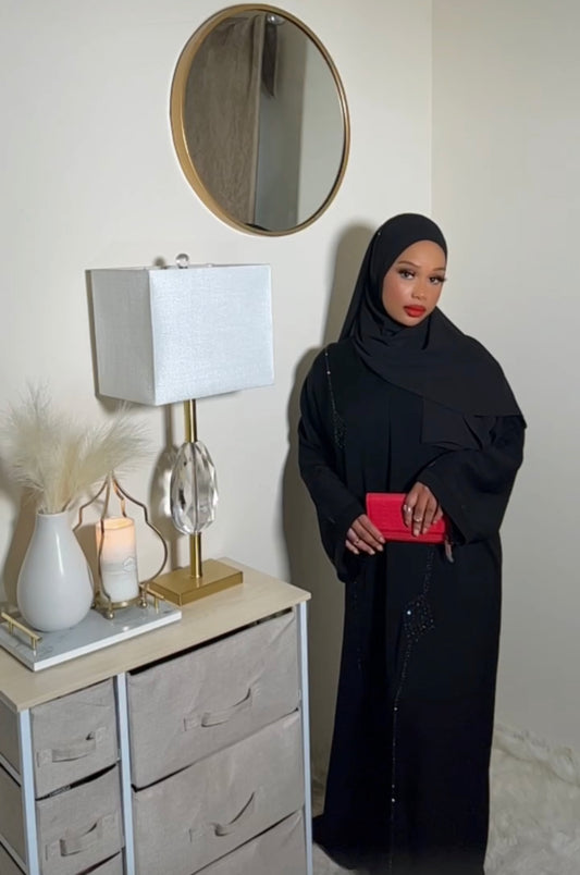 Hand beaded luxury black abaya