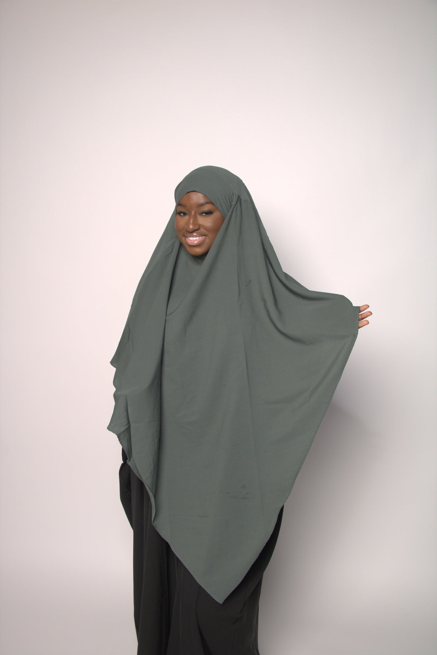 Teal Green Khimar With Niqab Strings