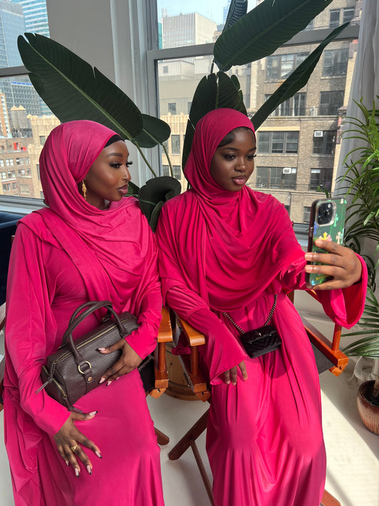 Hot pink Ruffle Sleeves Essential Set