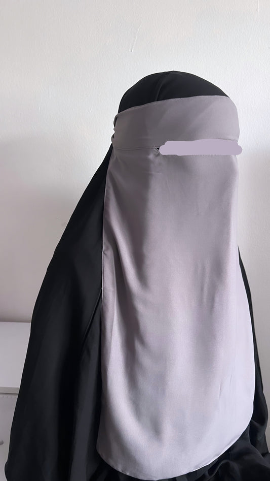 Grey Long Single layer niqab