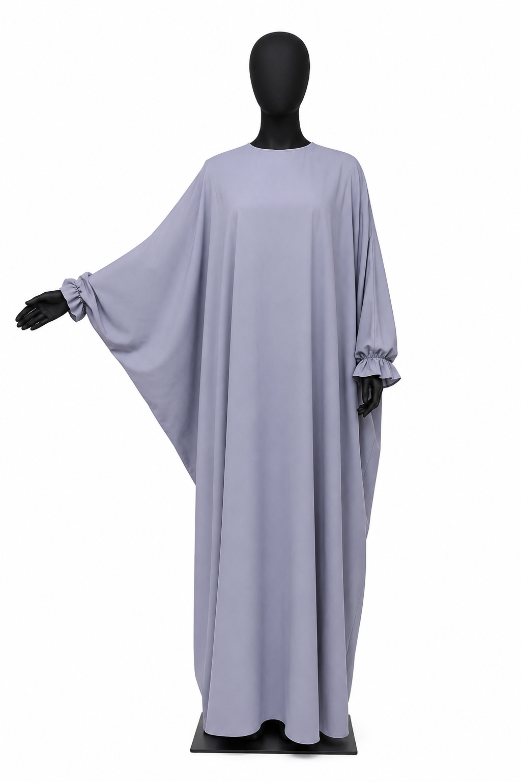 Lilac Grey Nida Zipper Butterfly Abaya
