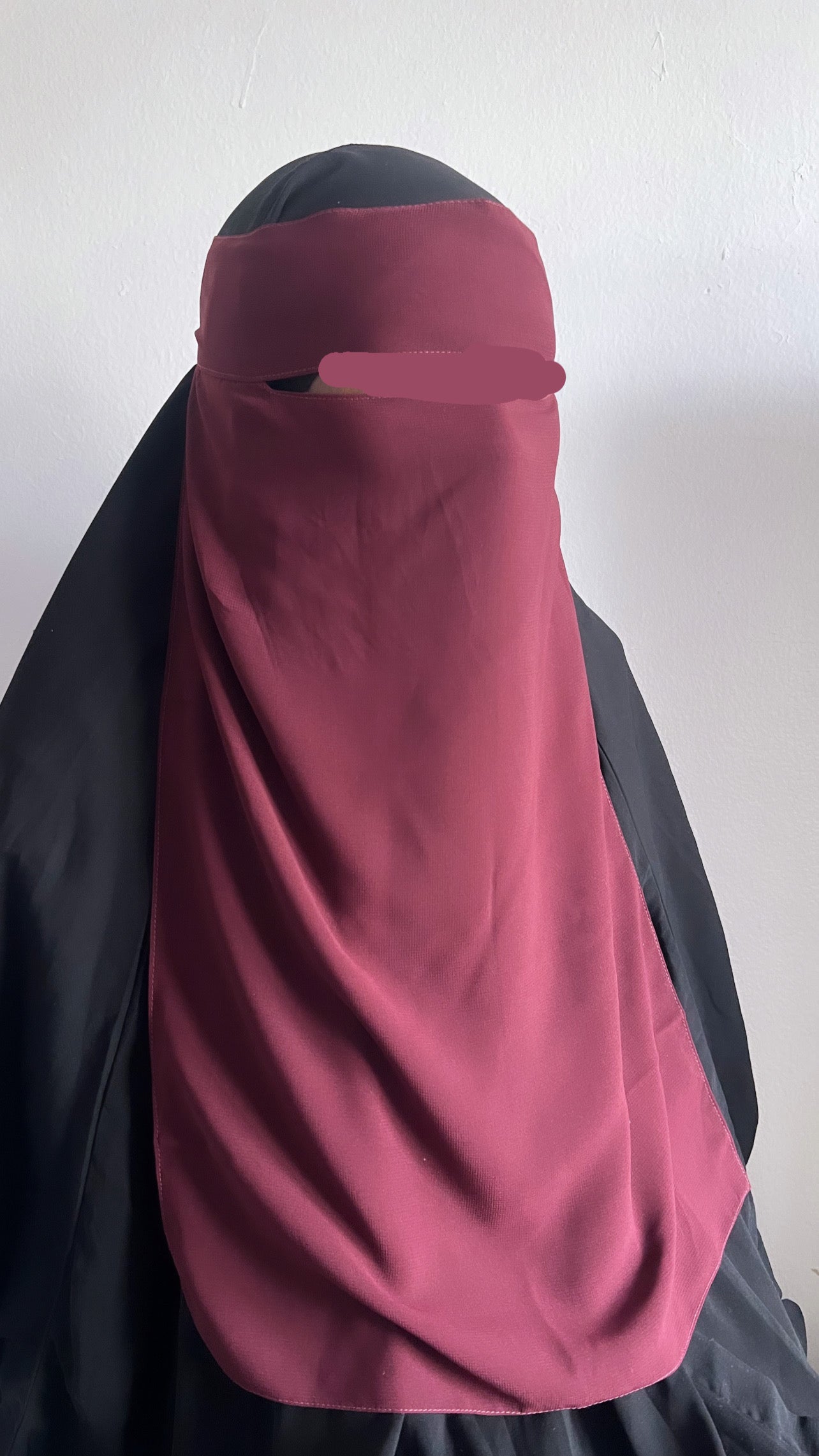Burgundy Full Single Layer Niqab – Lightweight, Breathable, Modest Face Covering