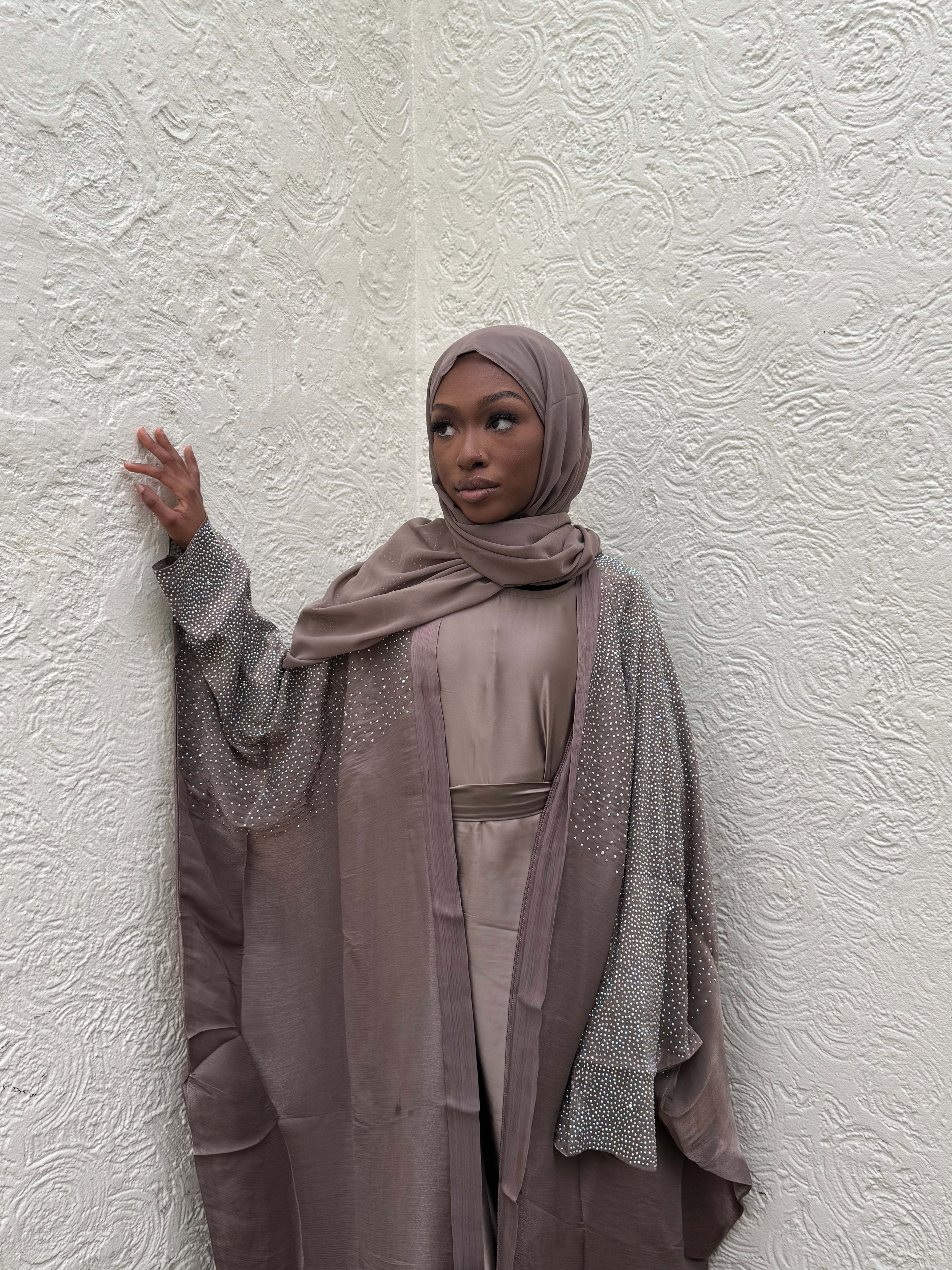 Taupe stone embellished four piece set