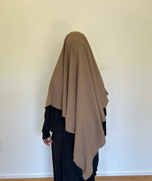 Dark Nude Khimar With Niqab Strings