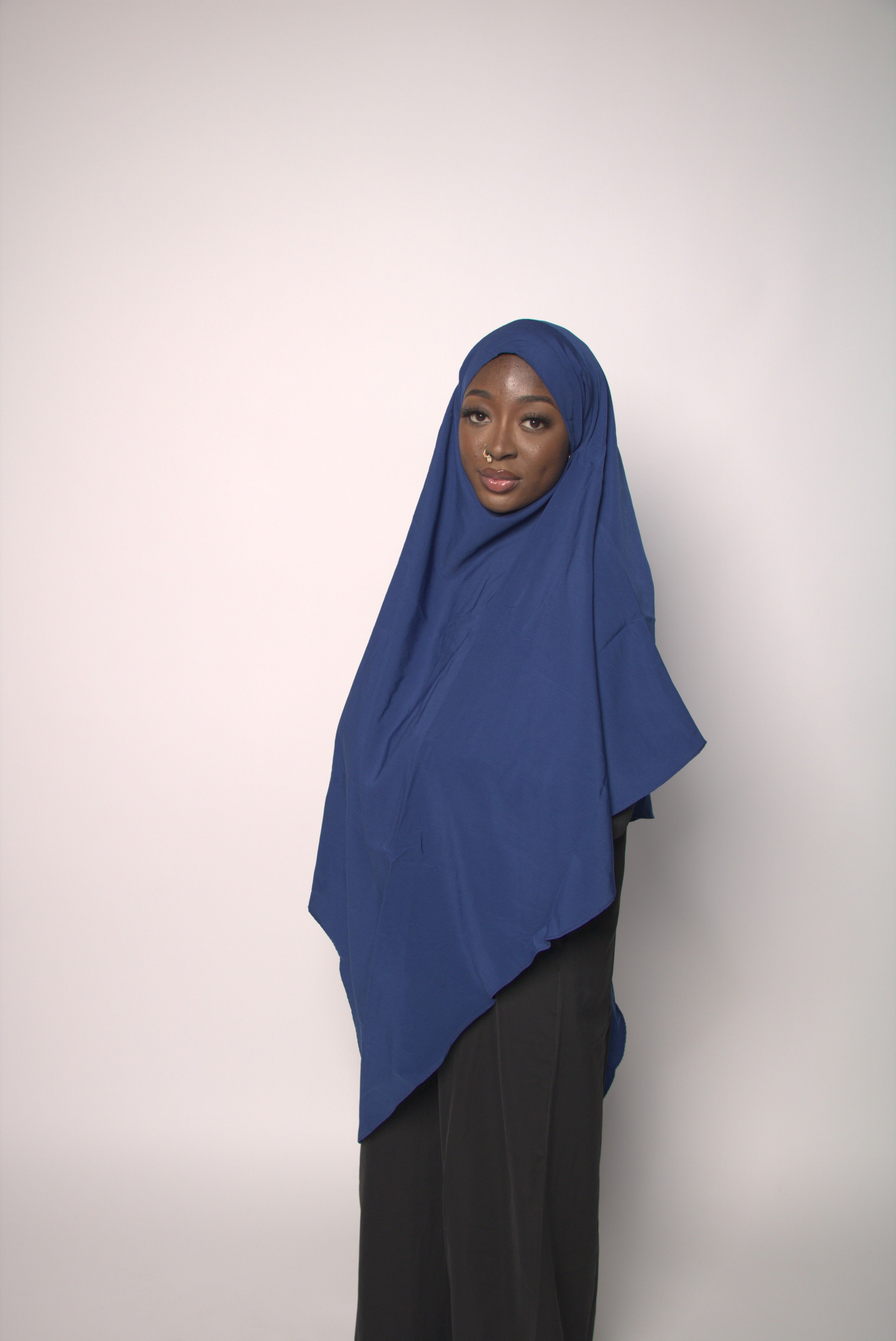 Royal Blue Khimar With Niqab Strings