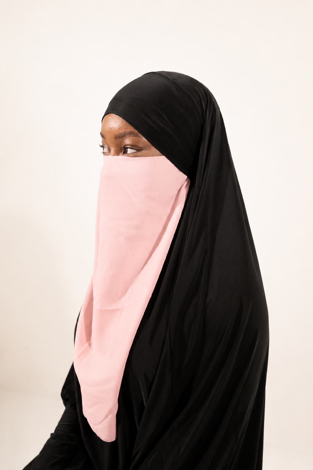 Pink Long elastic half niqab
