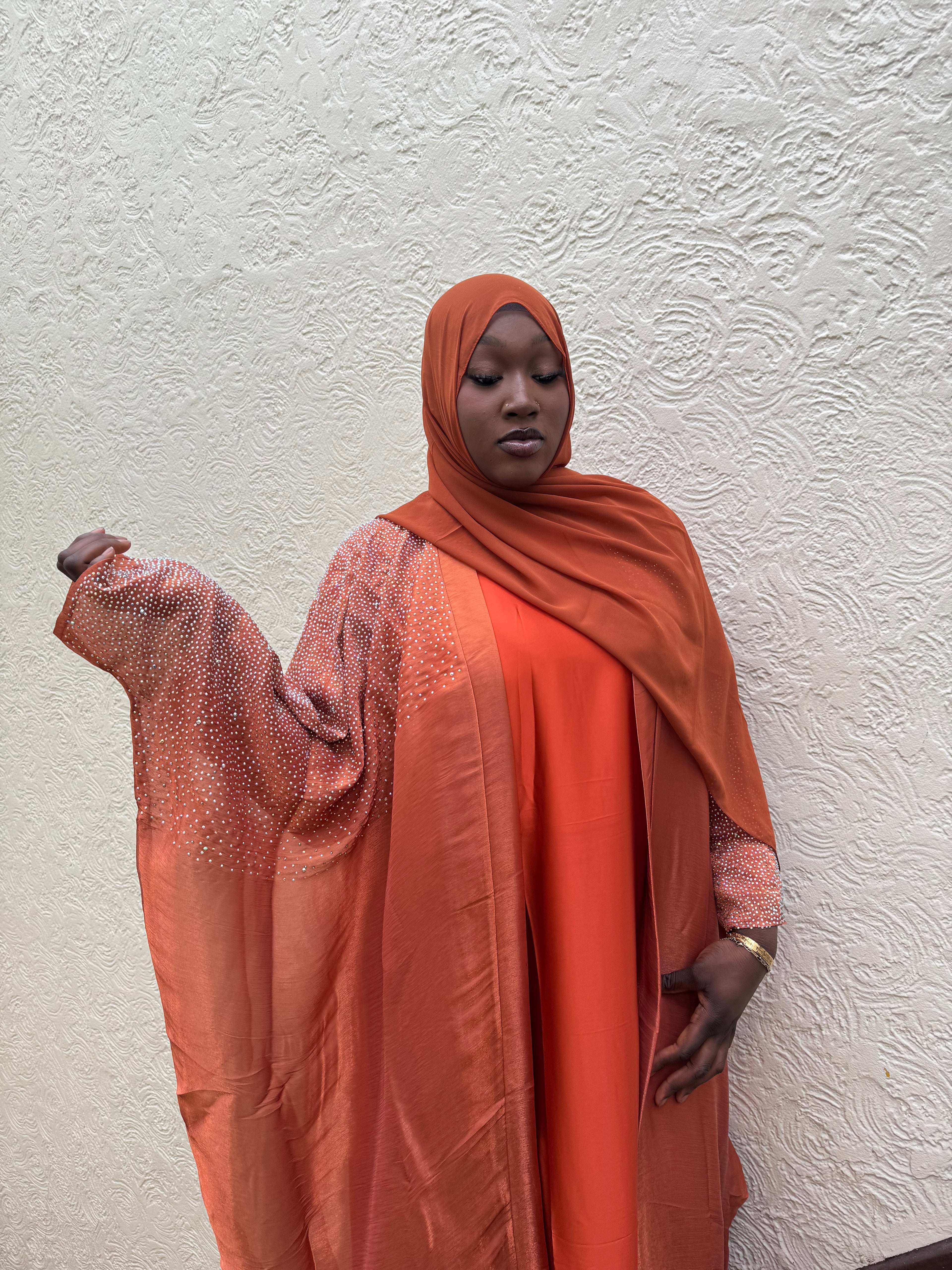 Burnt Orange stone embellished four piece set