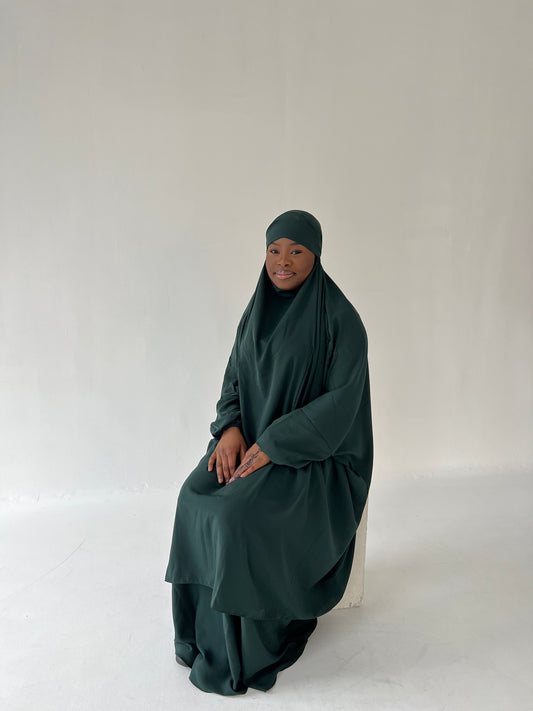 Dark green two piece jilbab Set