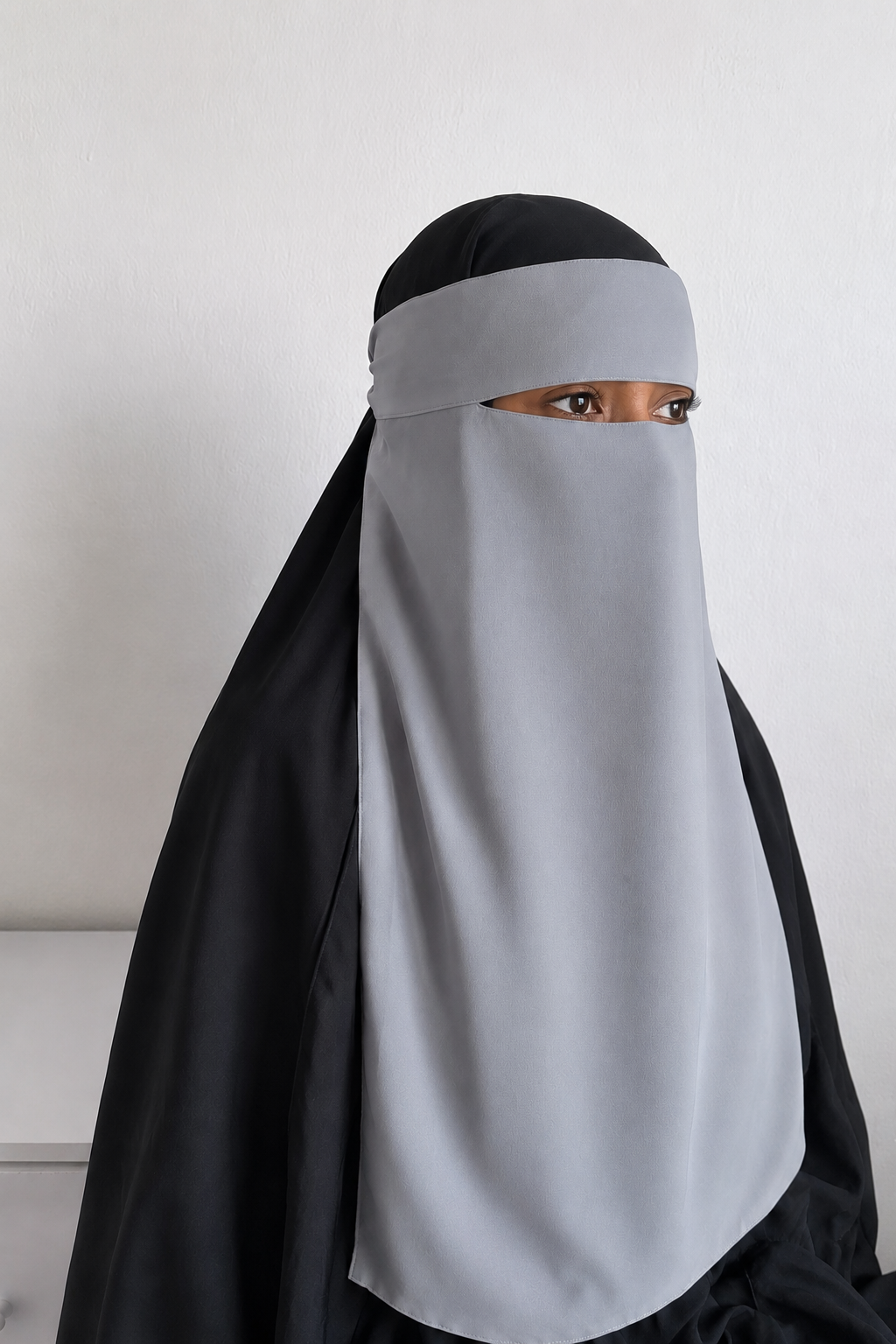 Grey Long Single layer niqab